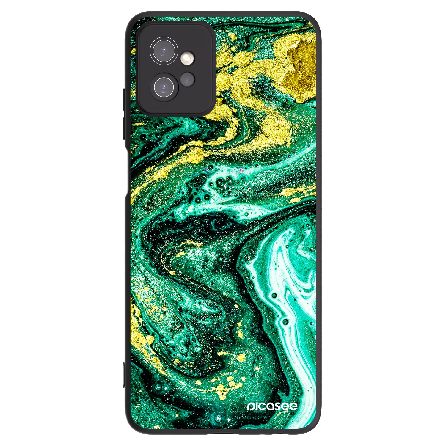 Picasee Μαύρη θήκη σιλικόνης για Motorola Moto G32 - Green Gold