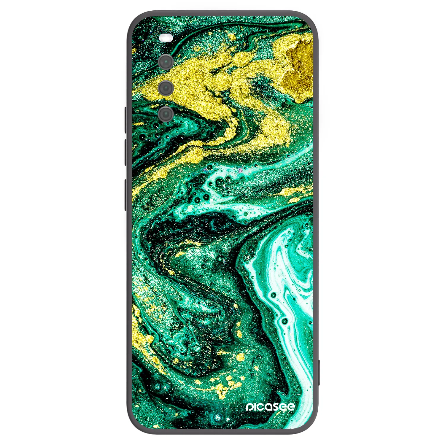 Picasee Μαύρη θήκη σιλικόνης για Sony Xperia 10 III - Green Gold