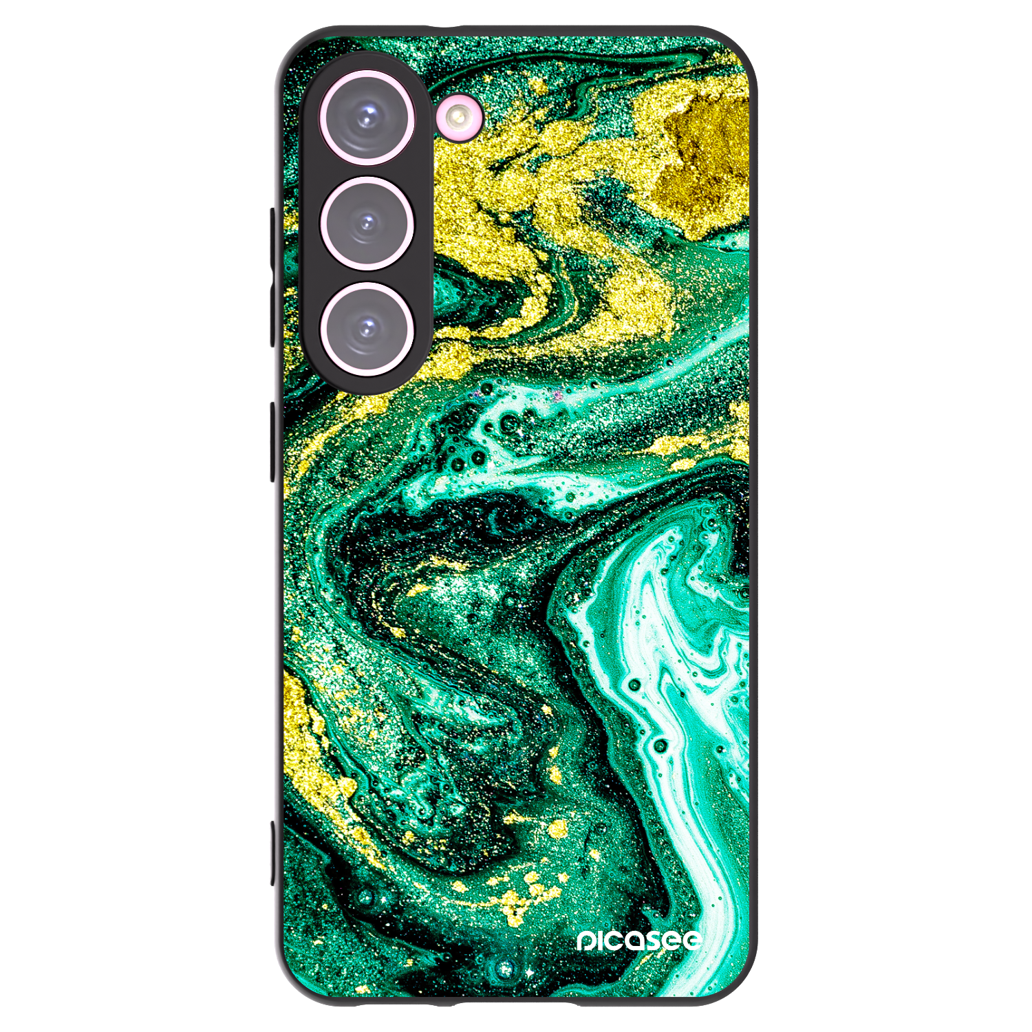 Picasee Μαύρη θήκη σιλικόνης για Samsung Galaxy S23 5G - Green Gold