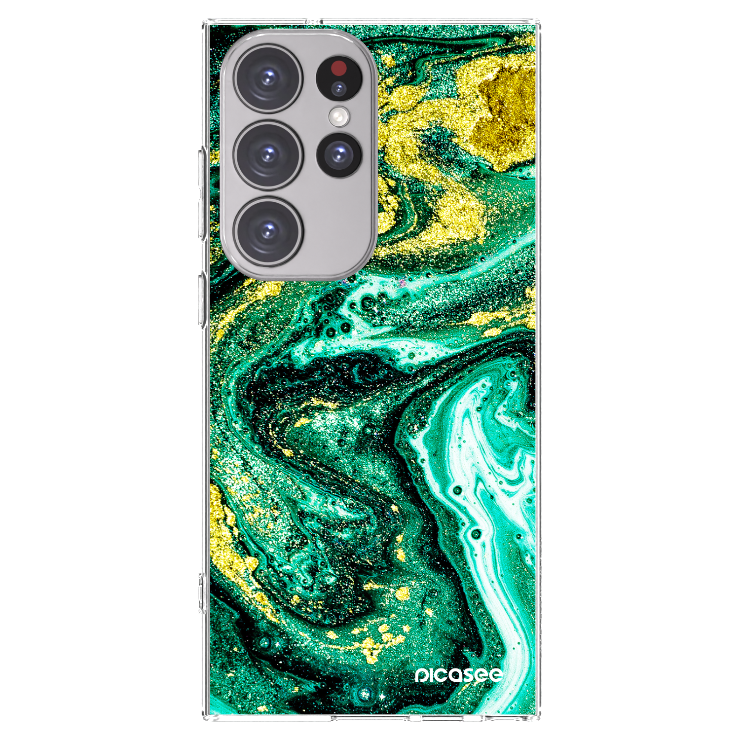 Picasee διαφανής θήκη σιλικόνης Samsung Galaxy S23 Ultra 5G - Green Gold