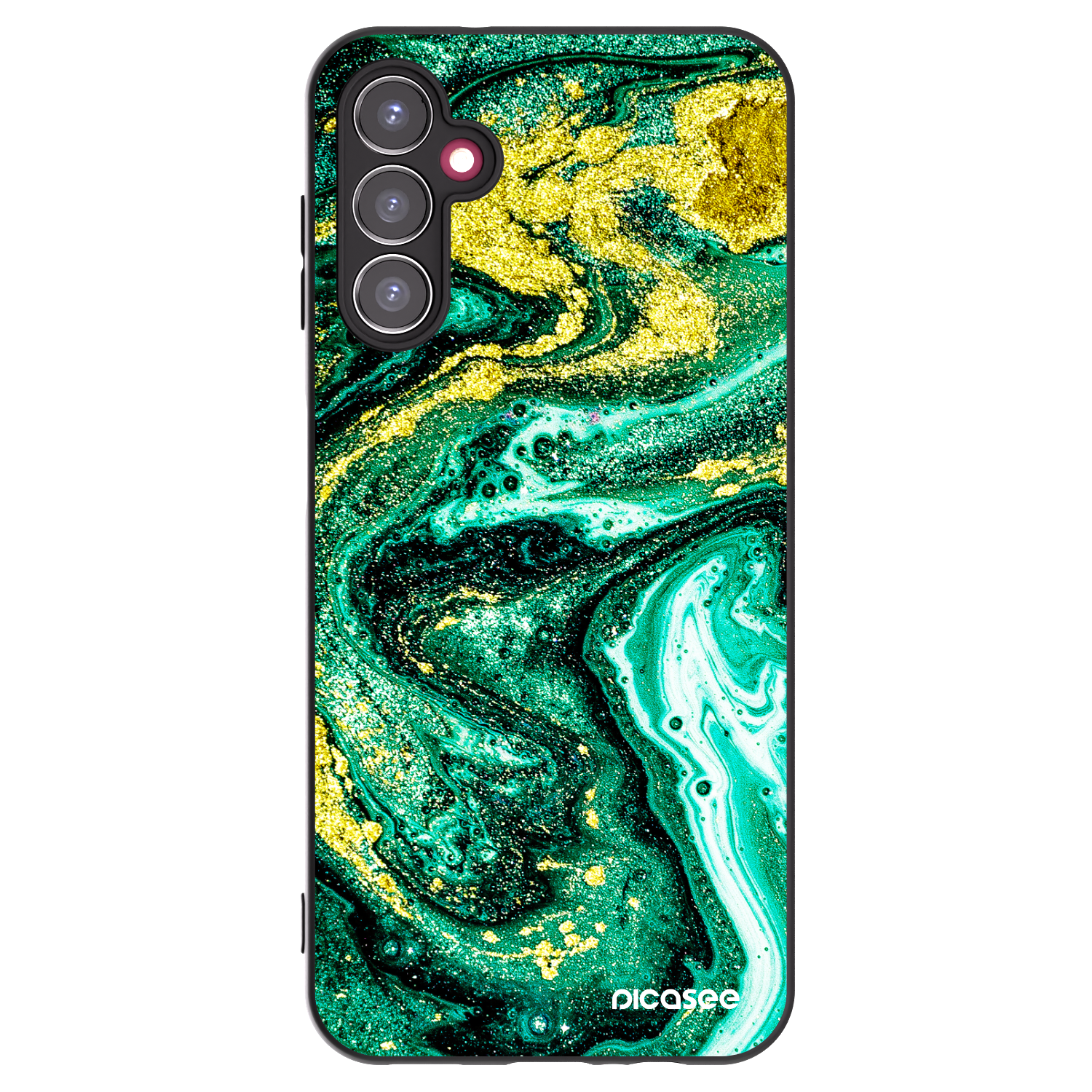 Picasee Μαύρη θήκη σιλικόνης για Samsung Galaxy A14 5G A146P - Green Gold