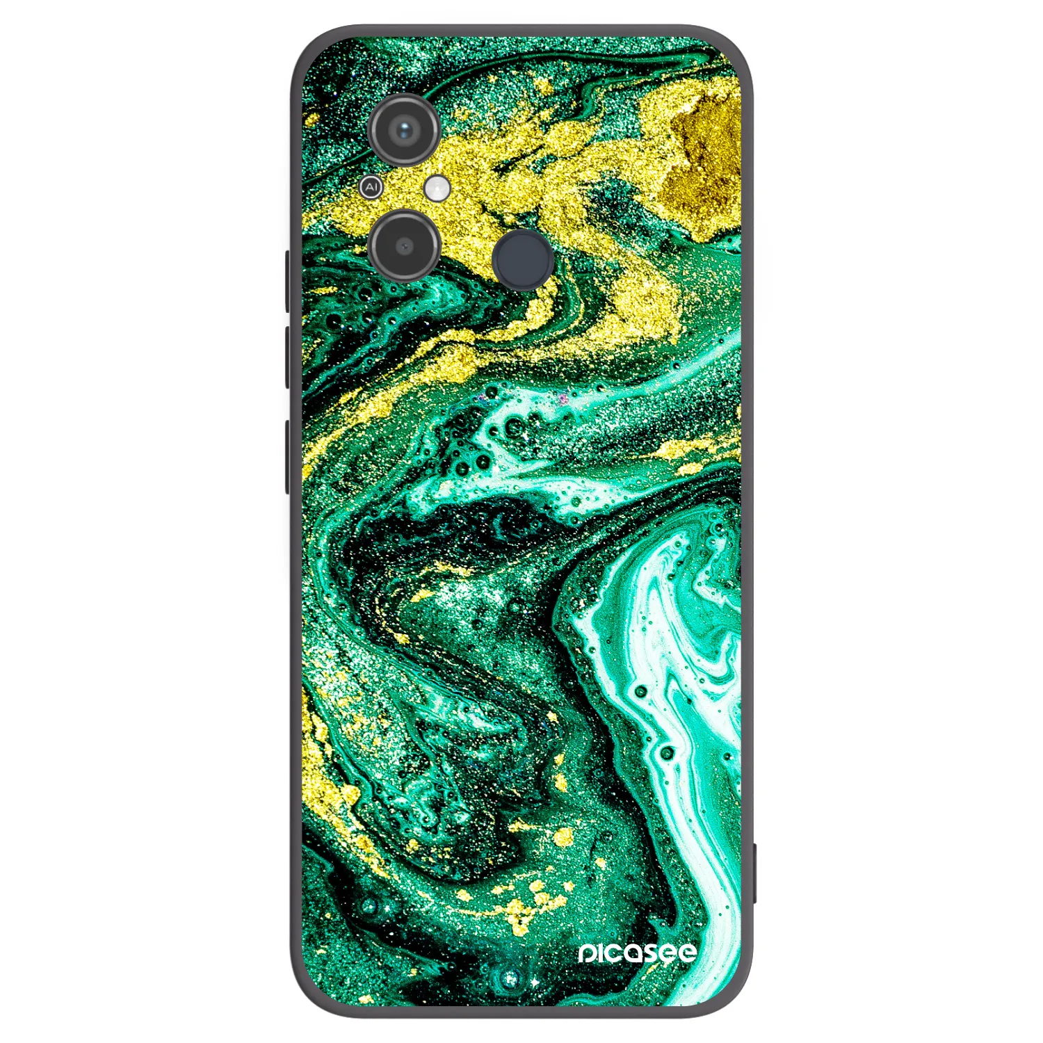 Picasee Μαύρη θήκη σιλικόνης για Xiaomi Redmi 12C - Green Gold