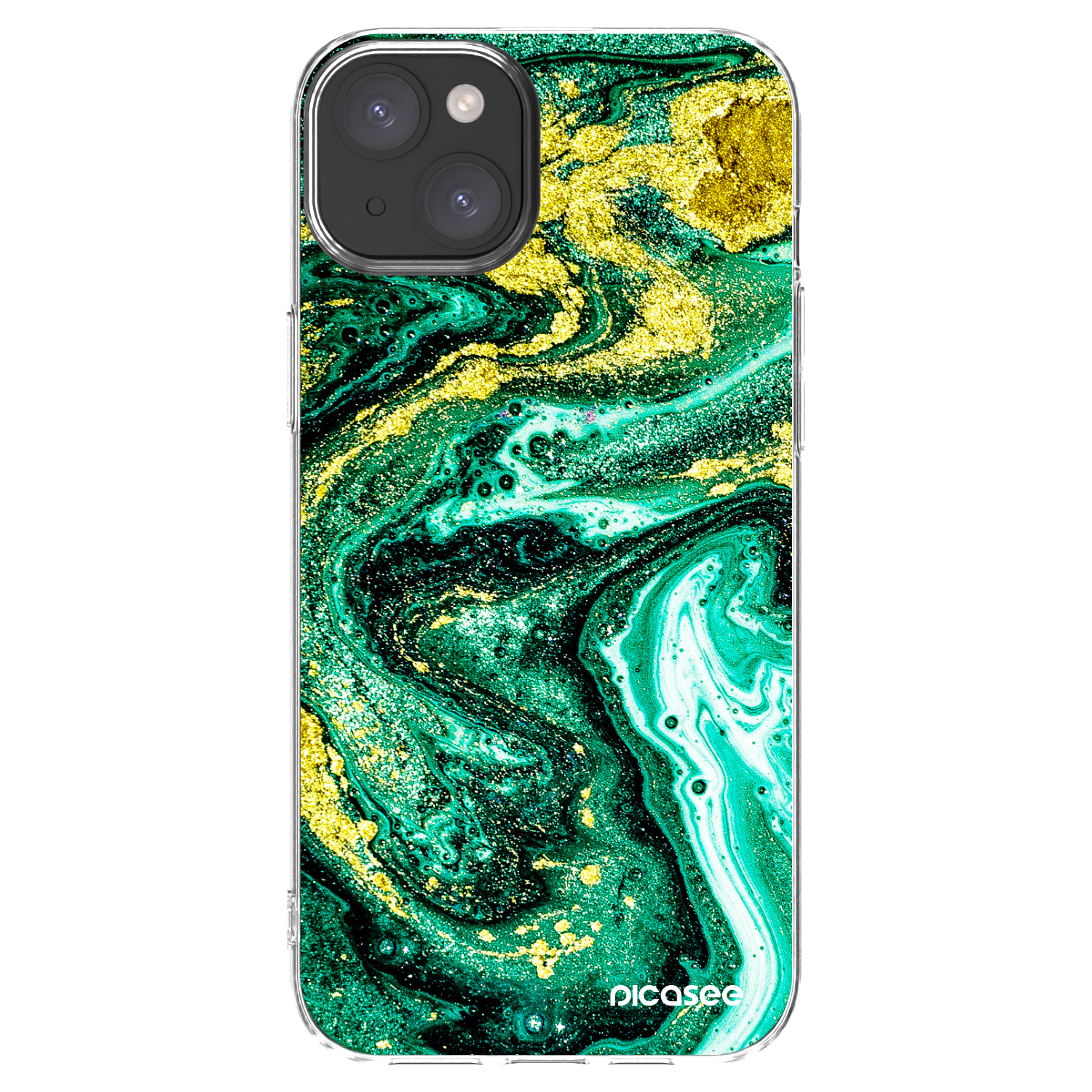 Picasee διαφανής θήκη σιλικόνης Apple iPhone 15 Plus - Green Gold