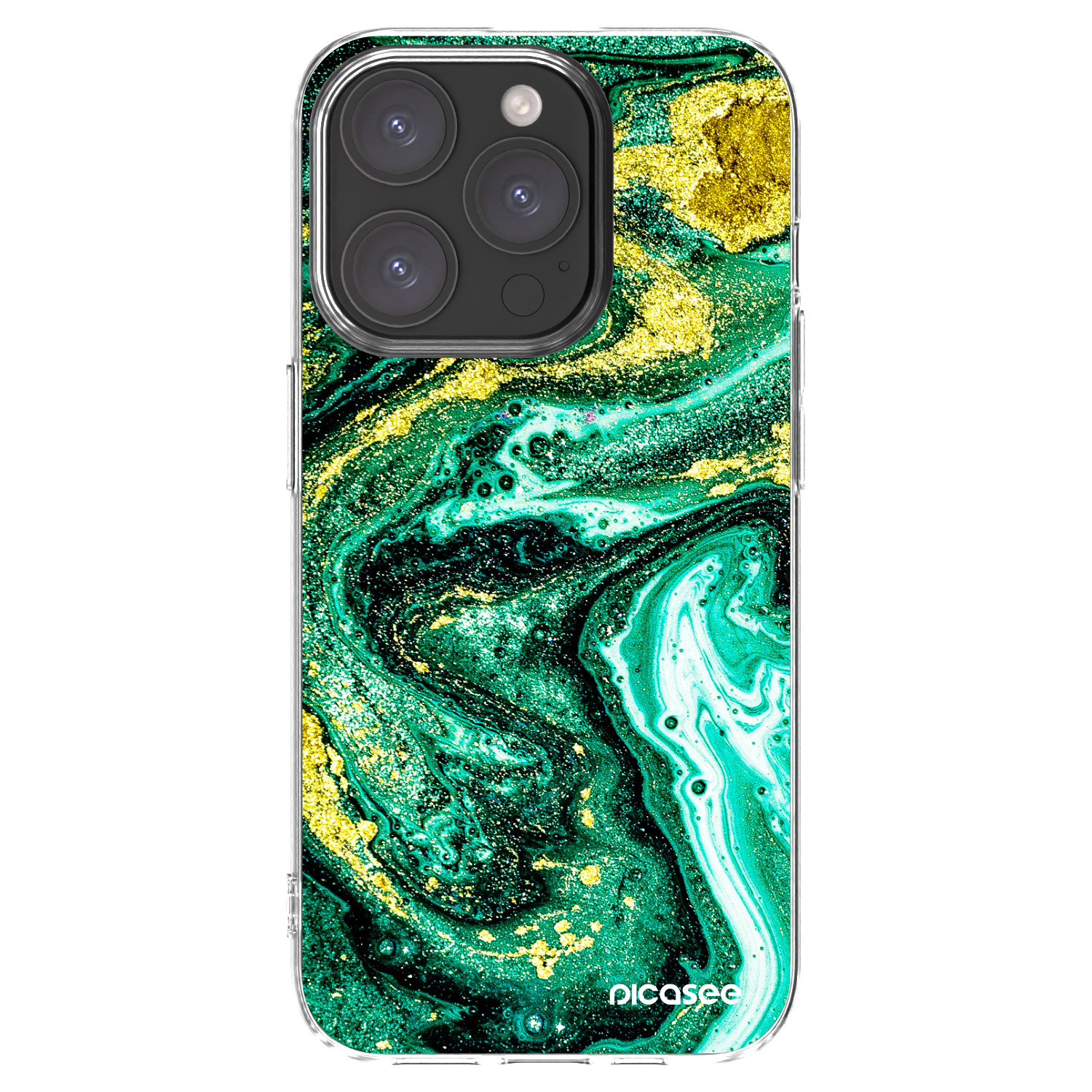 Picasee διαφανής θήκη σιλικόνης Apple iPhone 15 Pro - Green Gold