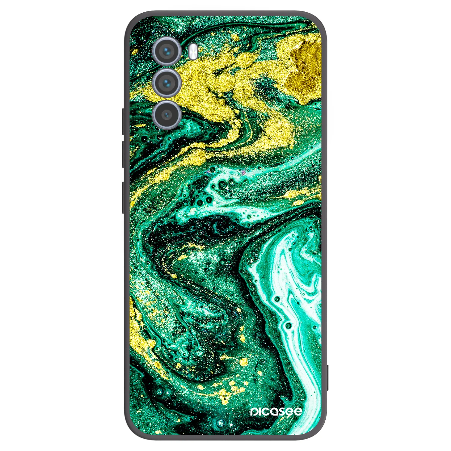 Picasee Μαύρη θήκη σιλικόνης για Motorola Moto G62 - Green Gold