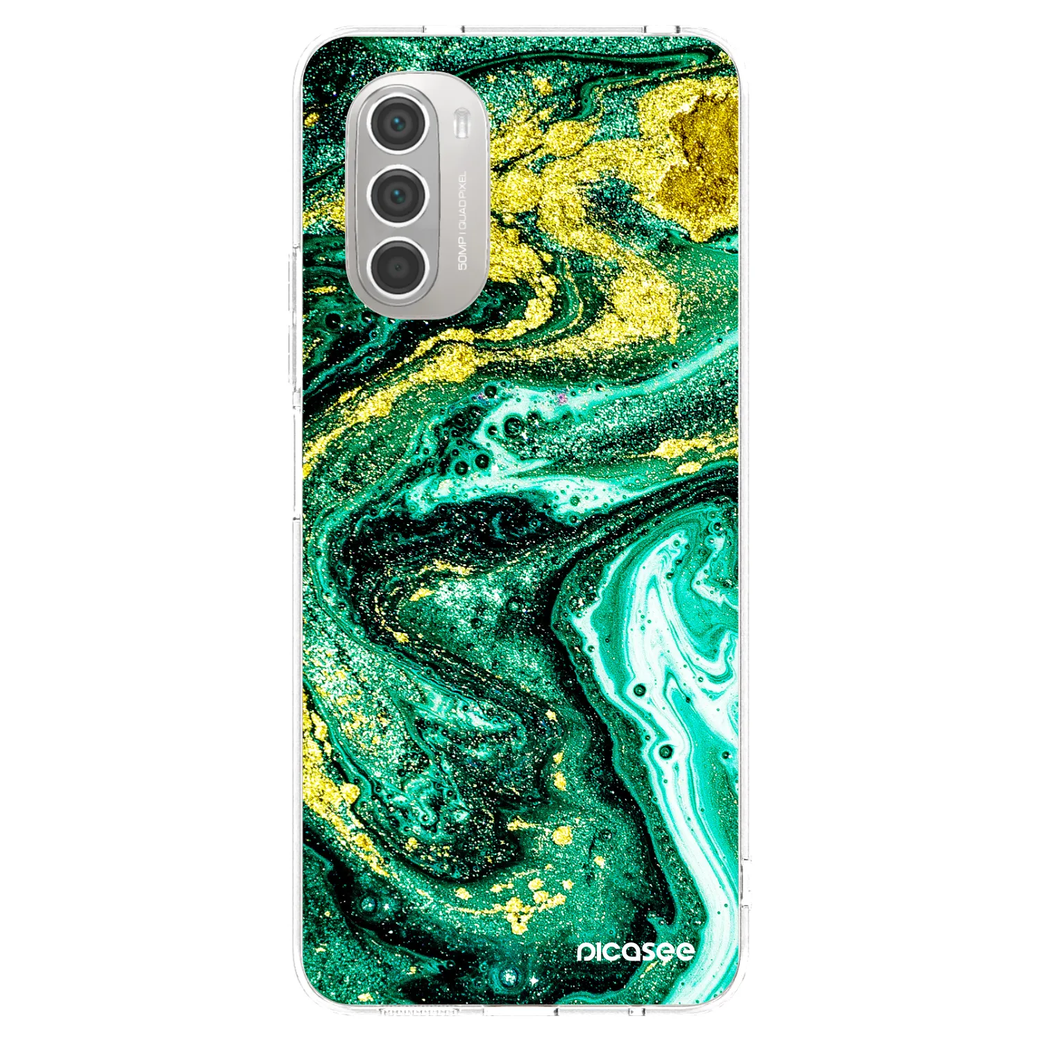 Picasee διαφανής θήκη σιλικόνης Motorola Moto G51 - Green Gold
