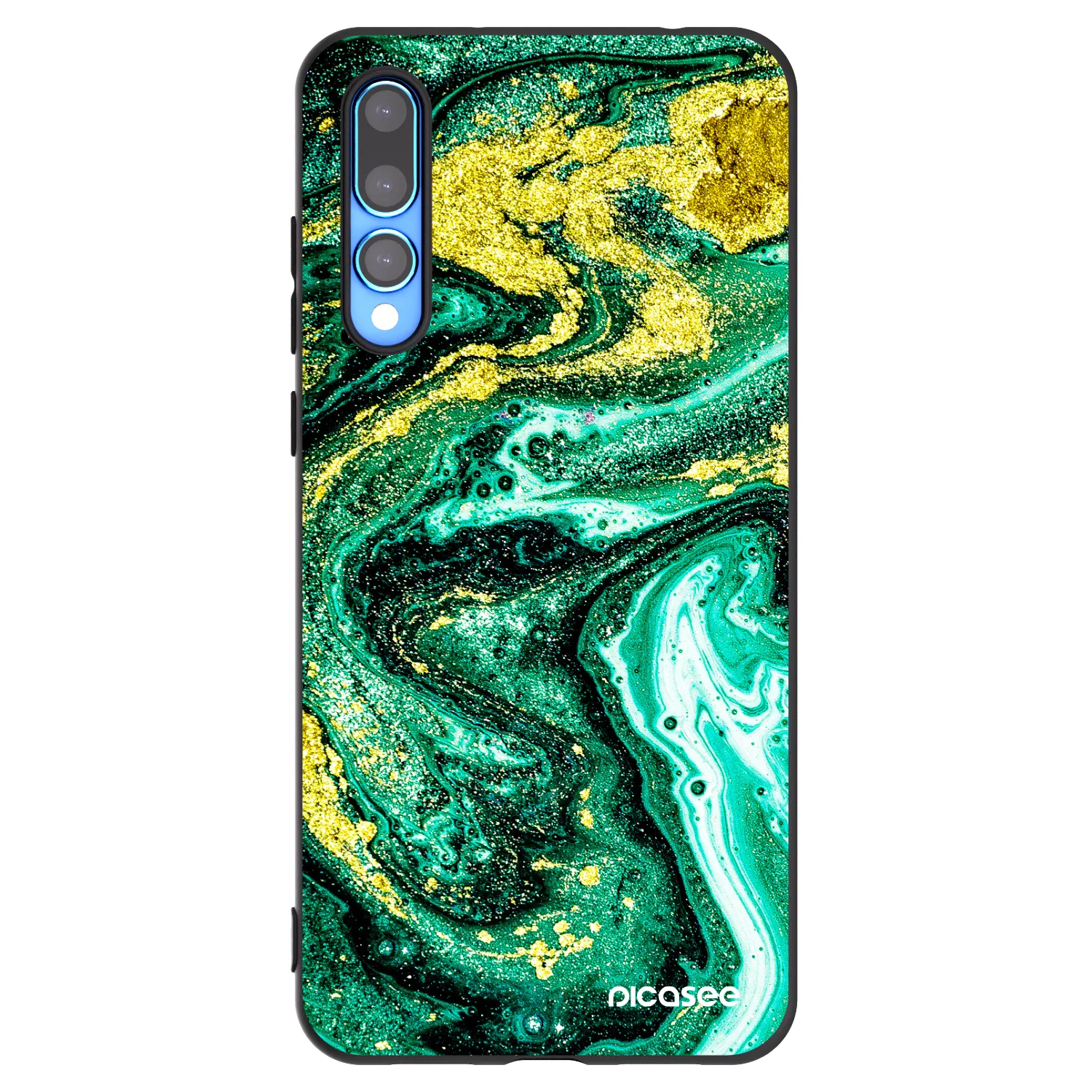 Picasee Μαύρη θήκη σιλικόνης για Huawei P20 Pro - Green Gold