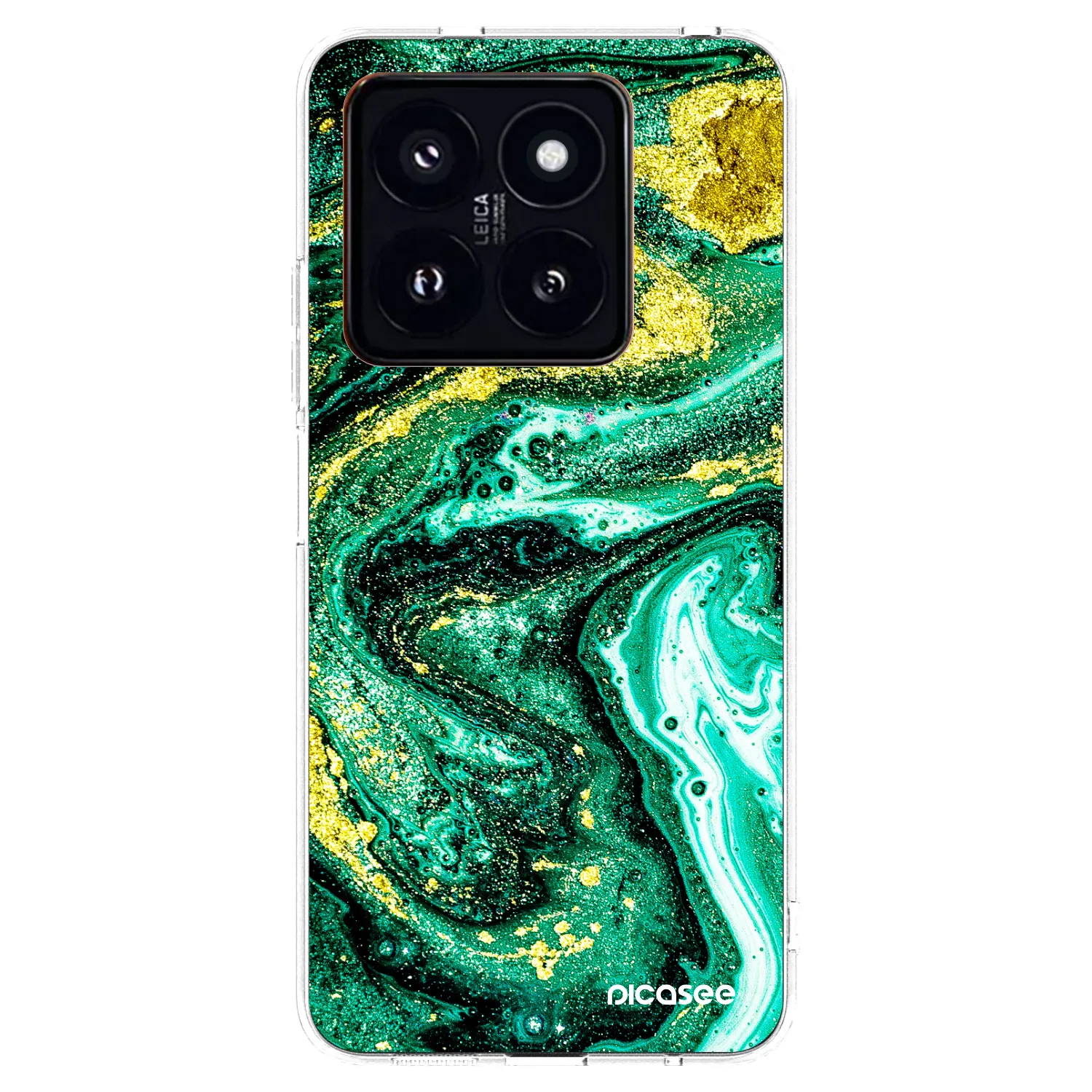 Picasee διαφανής θήκη σιλικόνης Xiaomi 14 Pro - Green Gold