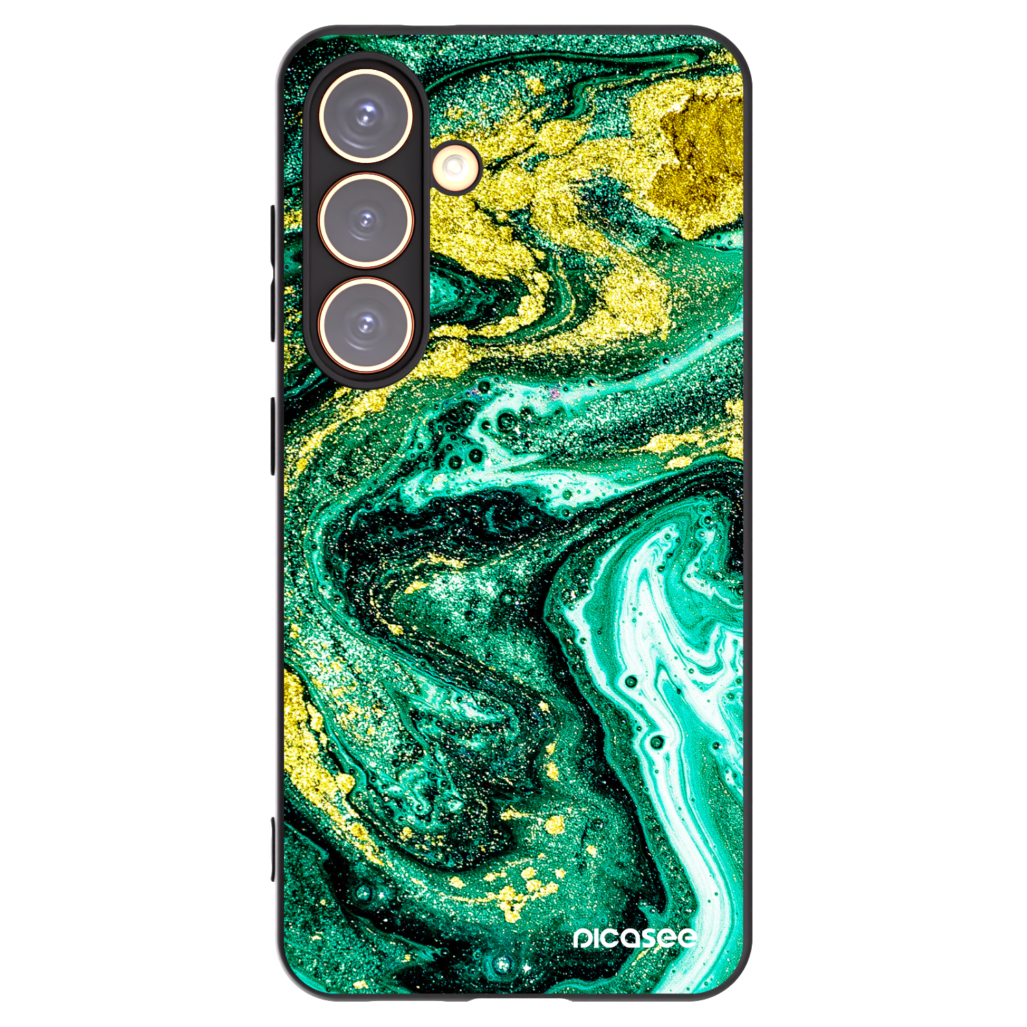 Picasee Μαύρη θήκη σιλικόνης για Samsung Galaxy S24 S921B 5G - Green Gold