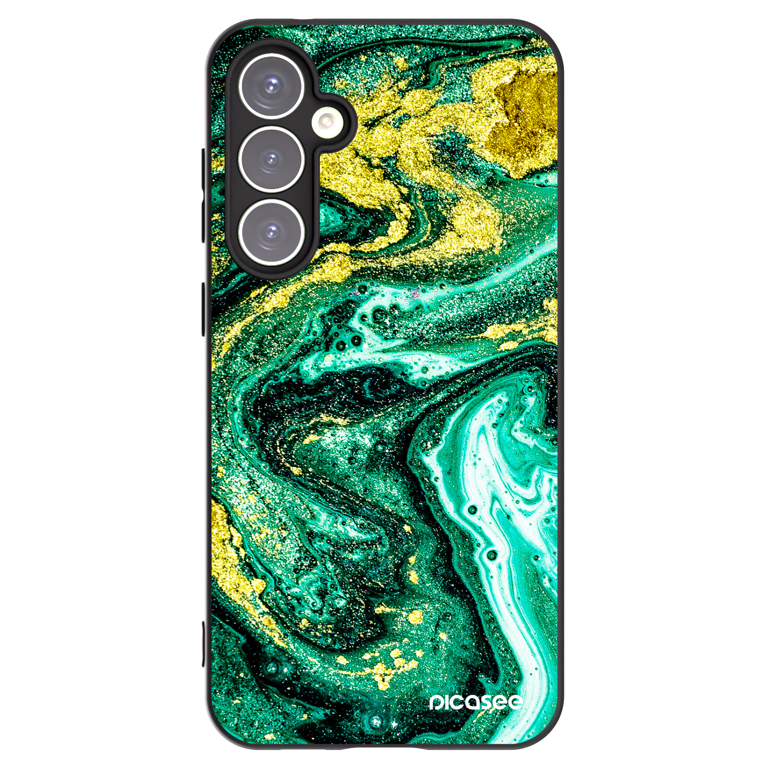 Picasee Μαύρη θήκη σιλικόνης για Samsung Galaxy S23 FE S711B - Green Gold