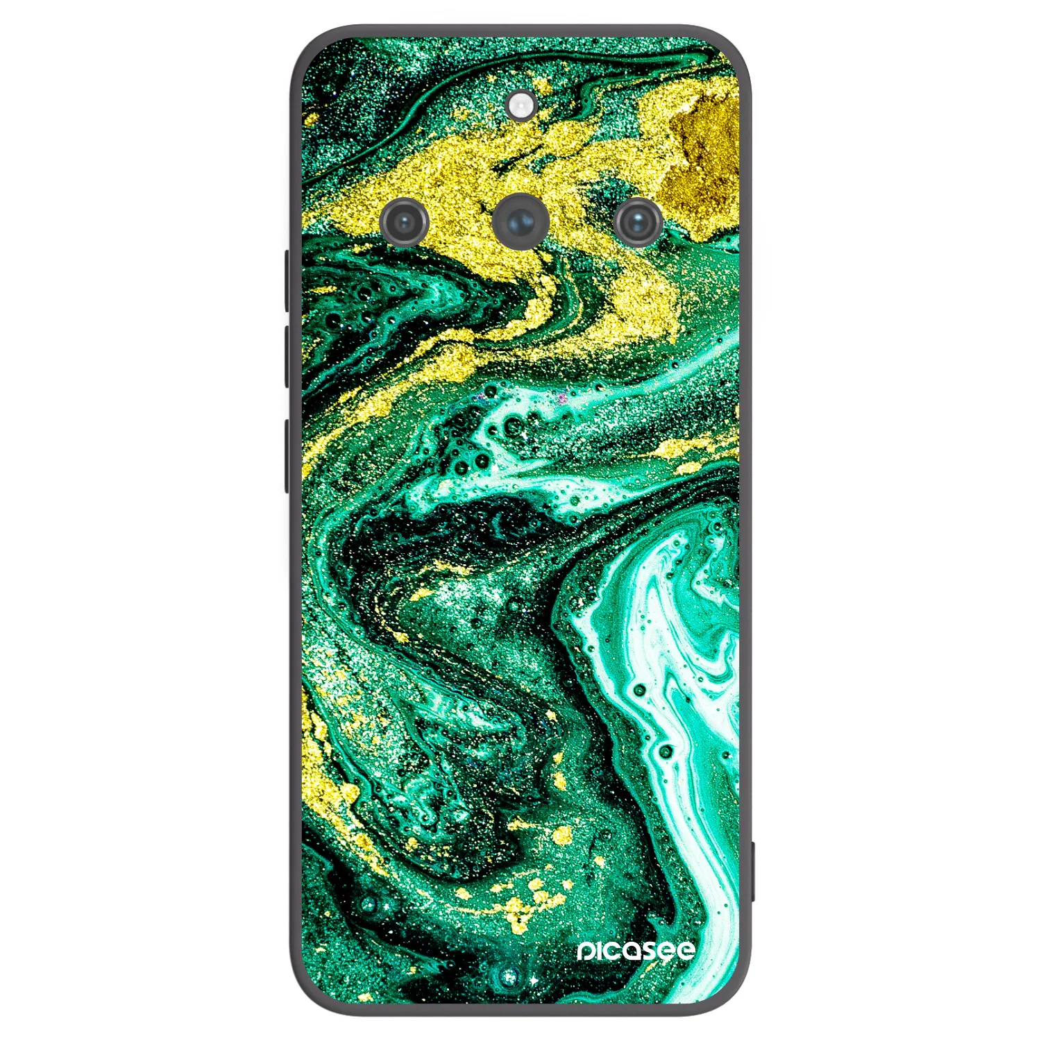 Picasee Μαύρη θήκη σιλικόνης για Realme 11 Pro+ - Green Gold