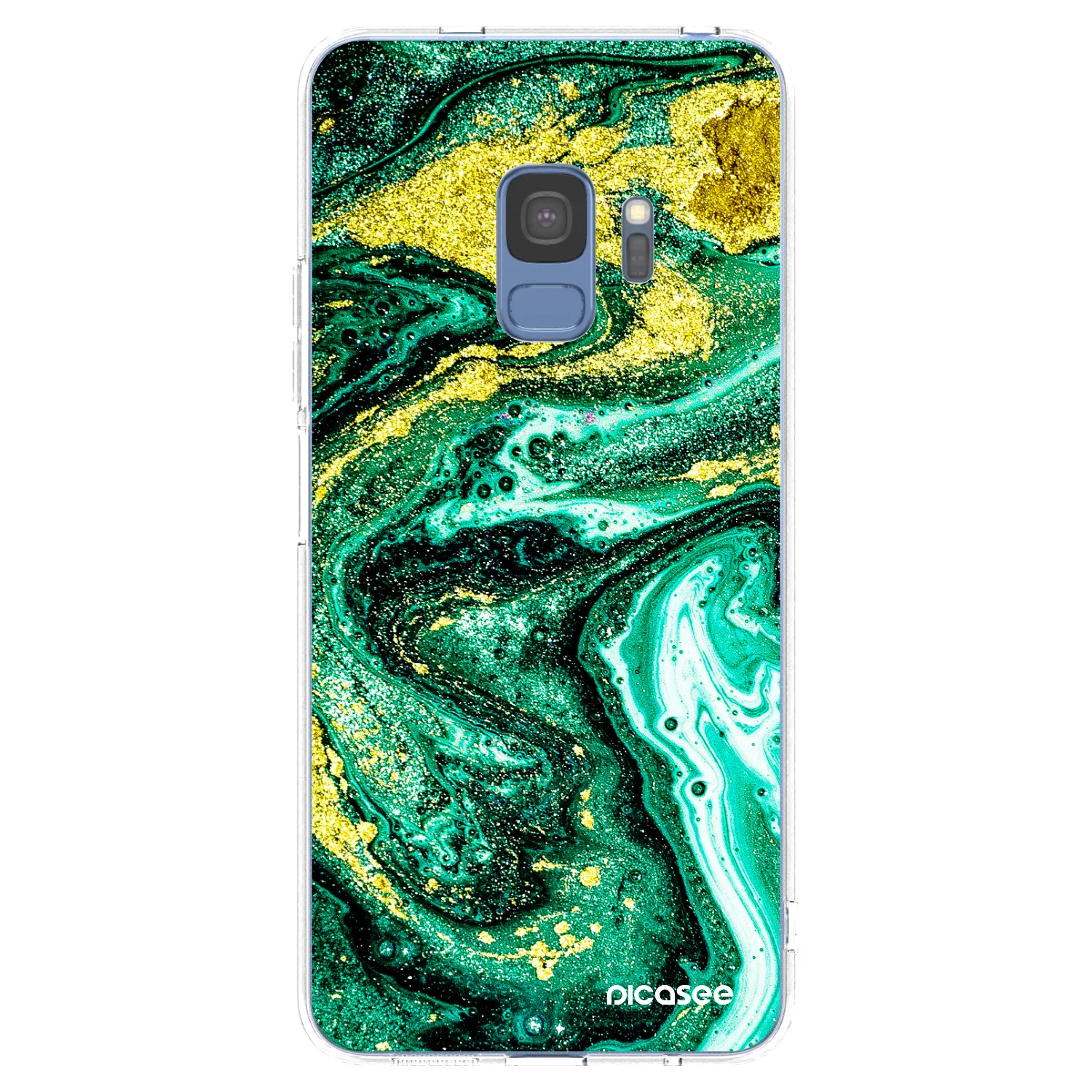 Picasee διαφανής θήκη σιλικόνης Samsung Galaxy S9 G960F - Green Gold