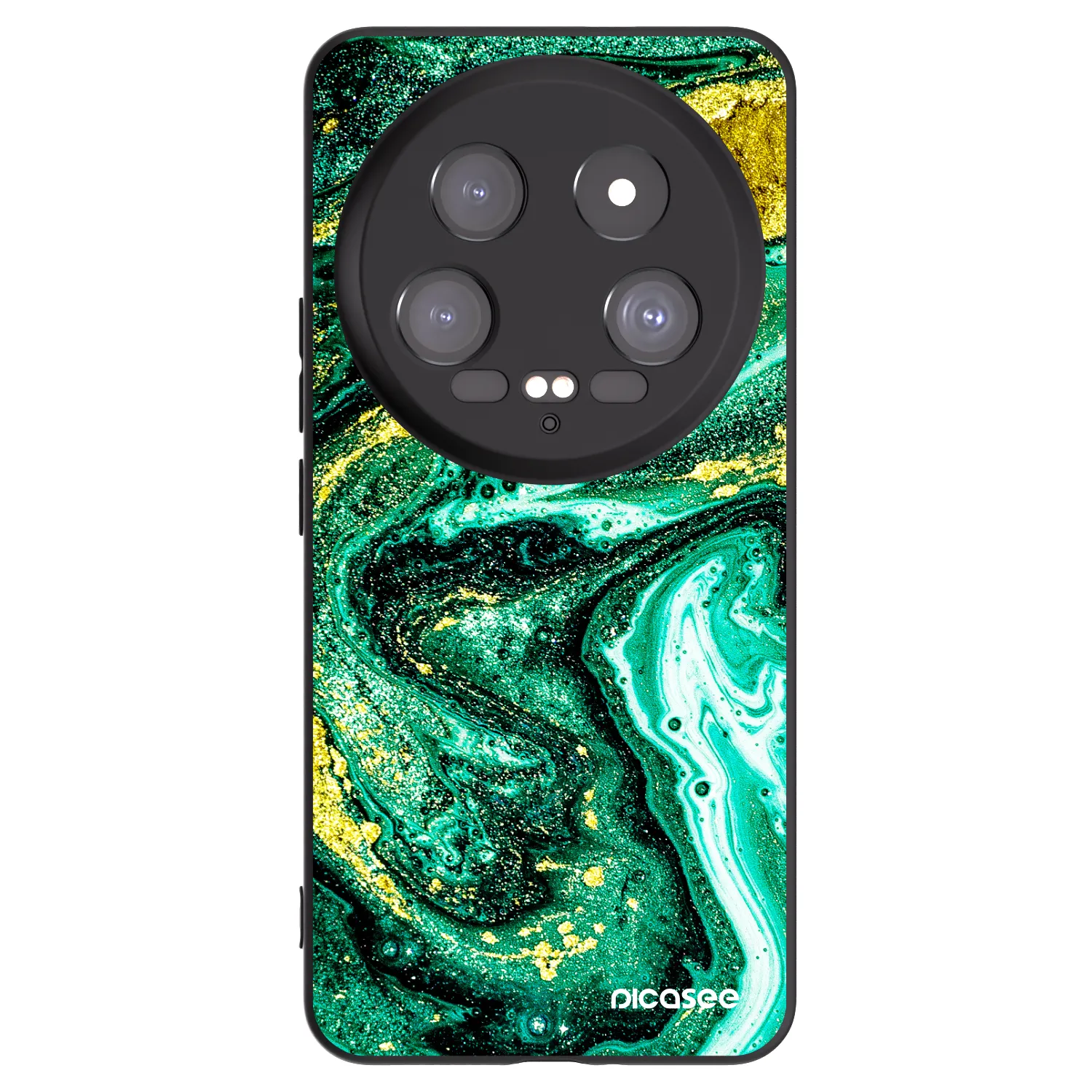 Picasee Μαύρη θήκη σιλικόνης για Xiaomi 14 Ultra - Green Gold