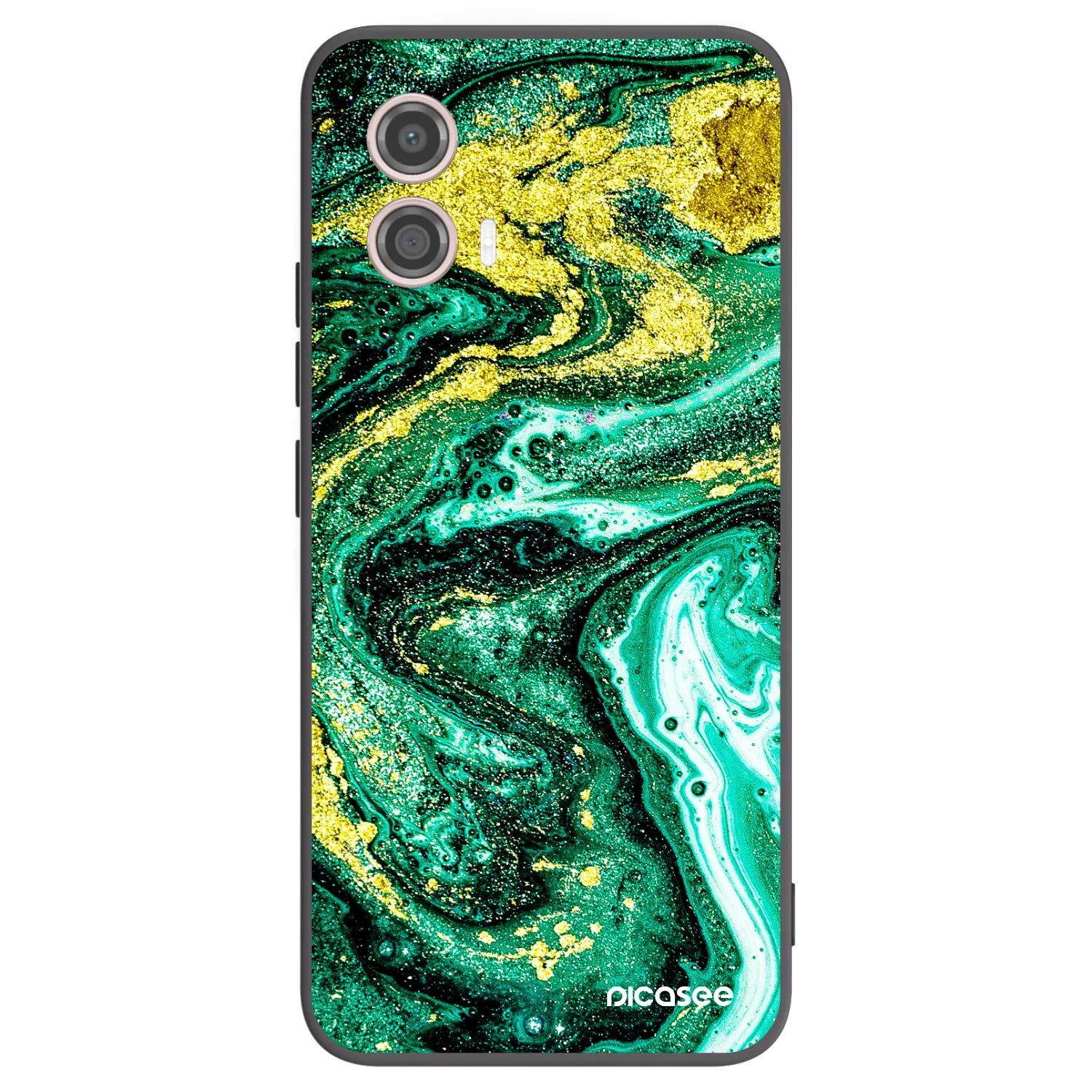 Picasee Μαύρη θήκη σιλικόνης για Motorola Moto G53 5G - Green Gold