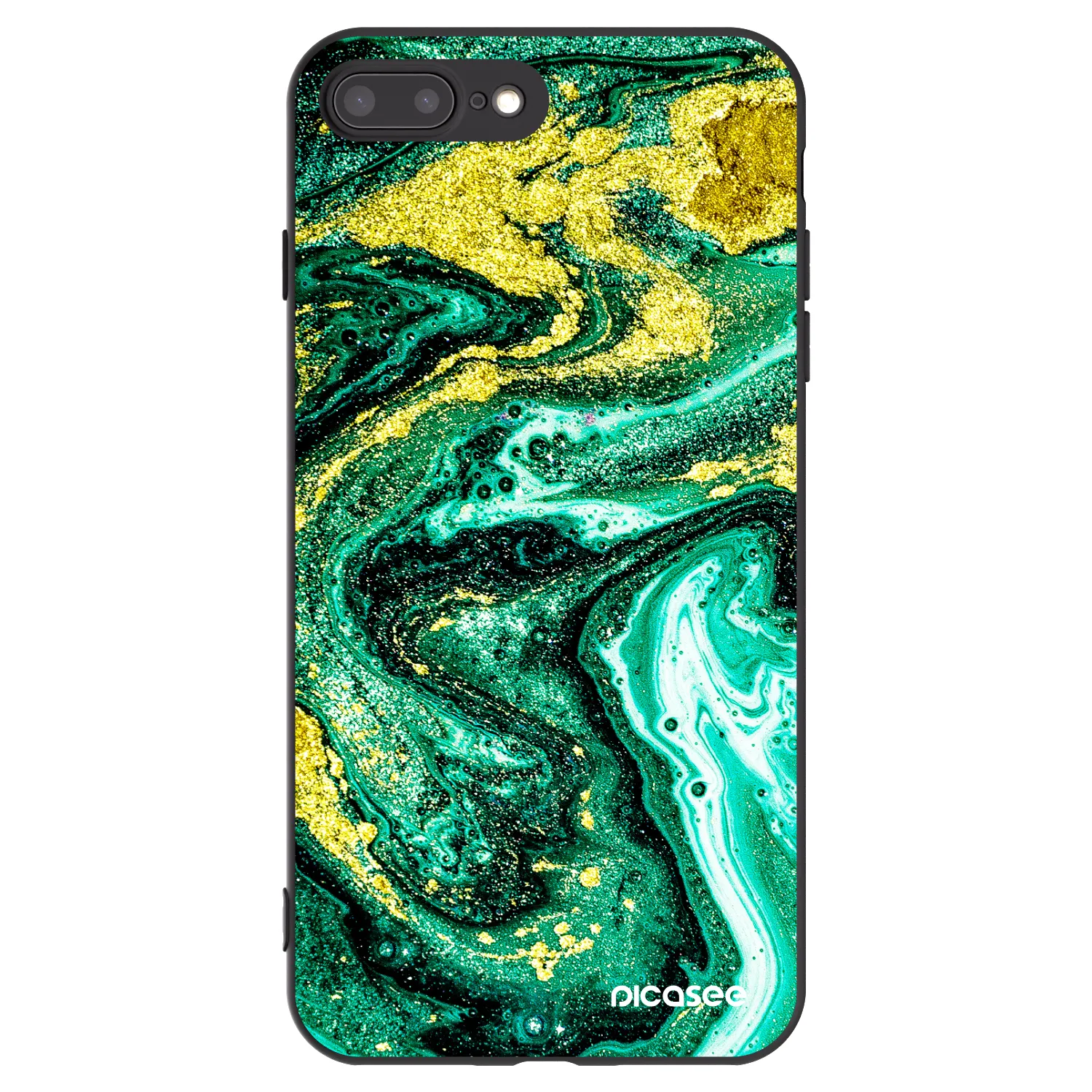 Picasee Μαύρη θήκη σιλικόνης για Apple iPhone 7 Plus - Green Gold