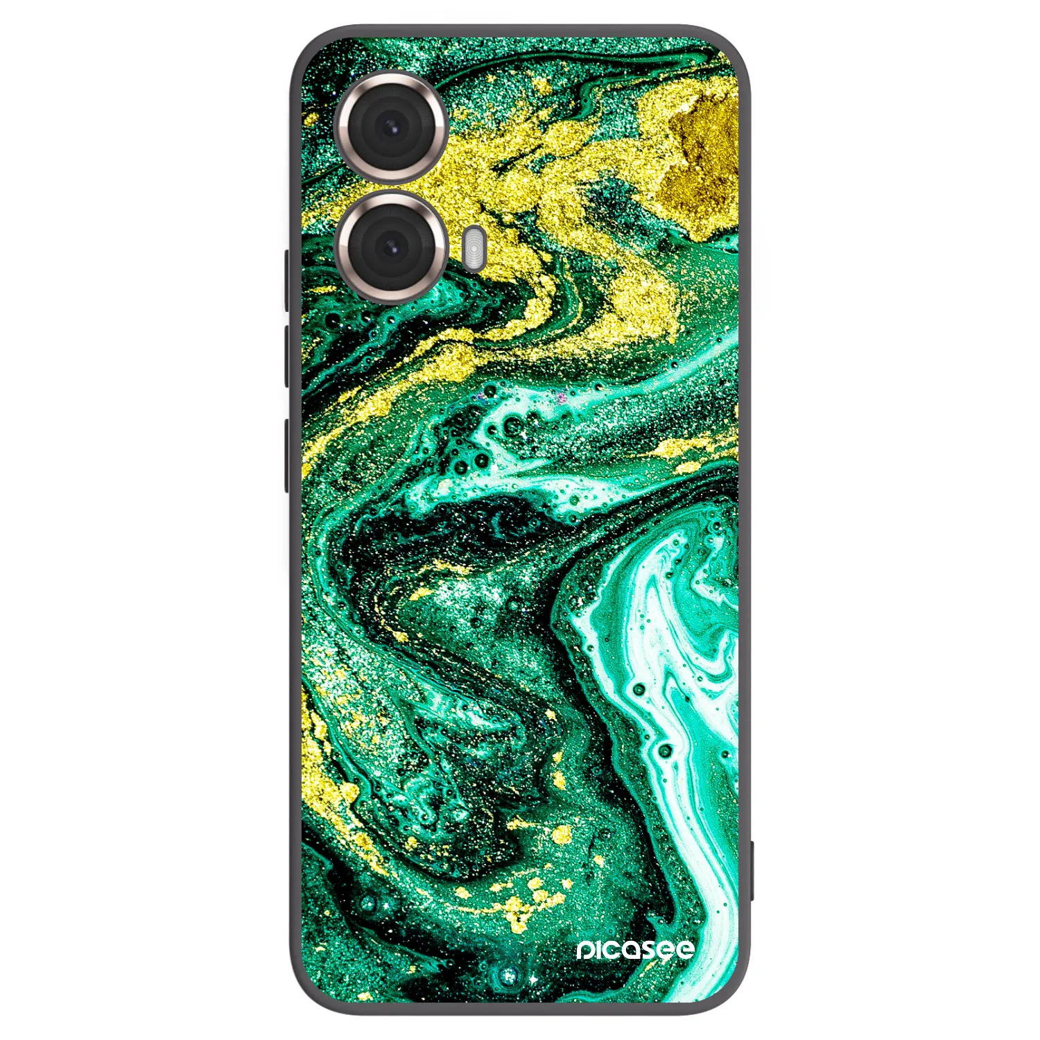 Picasee Μαύρη θήκη σιλικόνης για Motorola Moto G85 - Green Gold