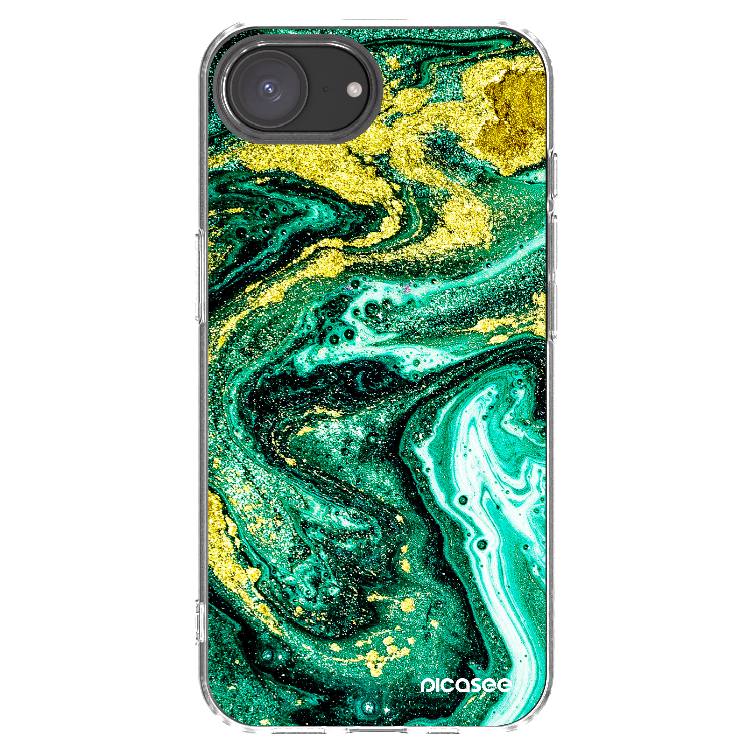 Picasee διαφανής θήκη σιλικόνης Apple iPhone 16e - Green Gold