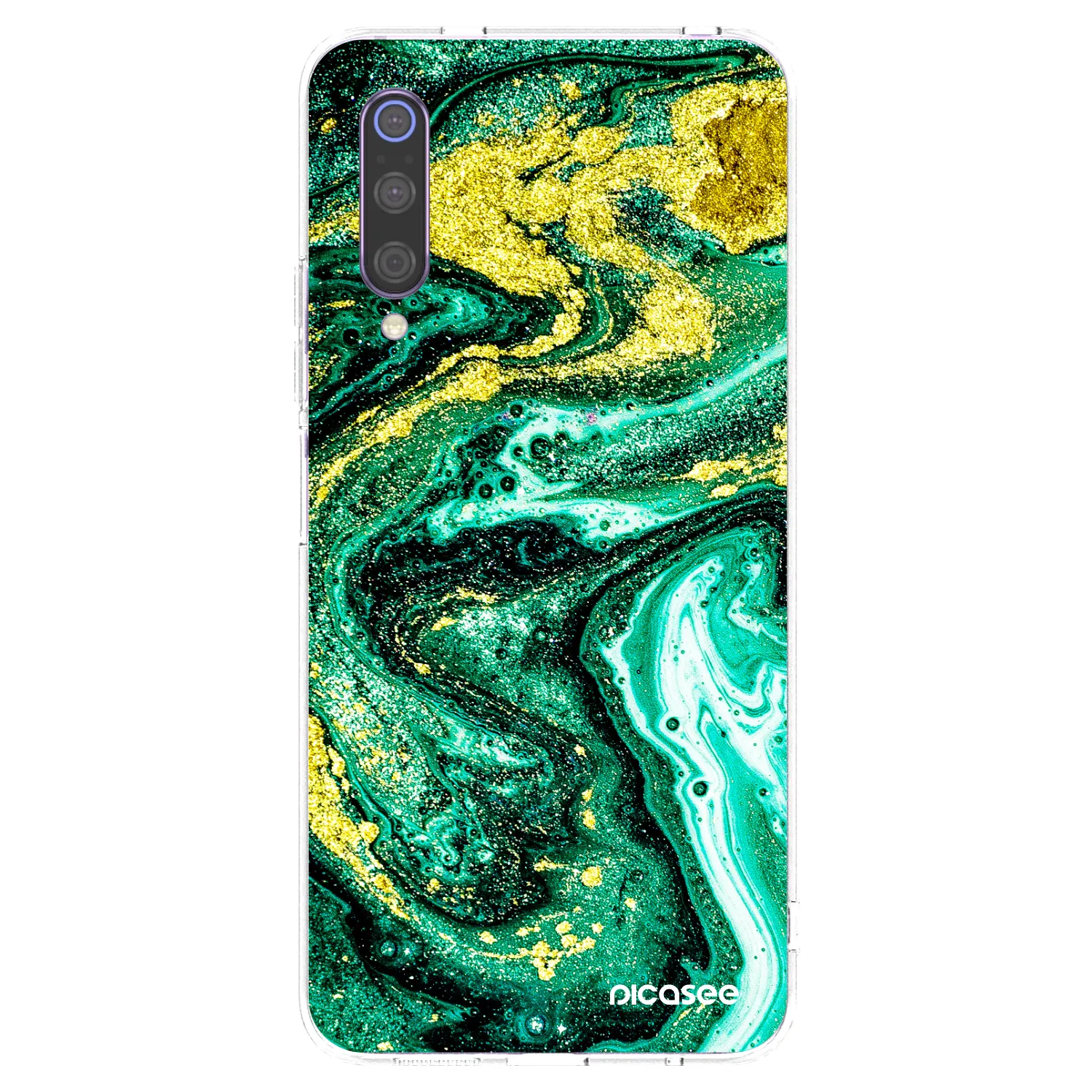 Picasee διαφανής θήκη σιλικόνης Xiaomi Mi 9 - Green Gold