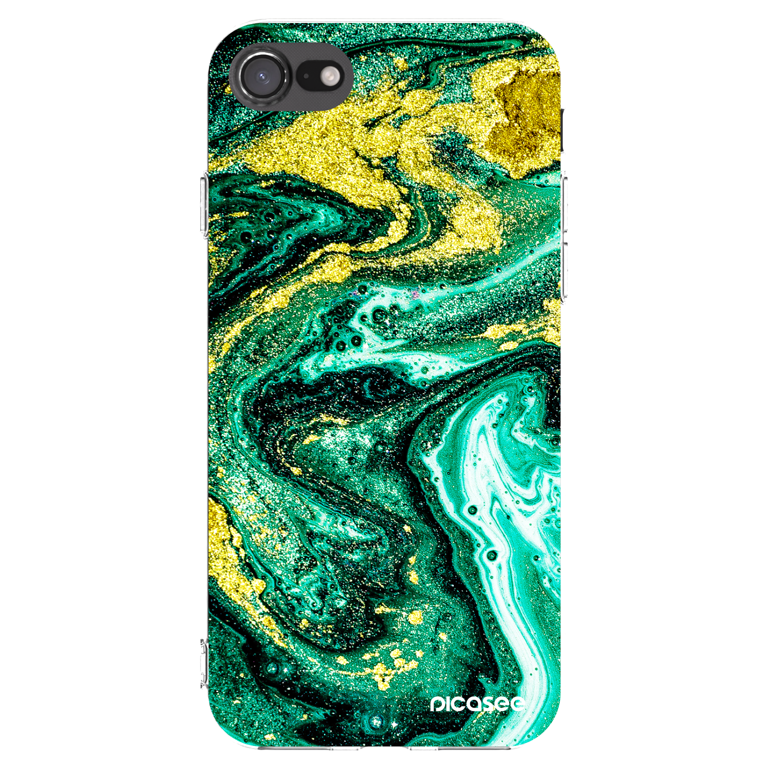 Picasee διαφανής θήκη σιλικόνης Apple iPhone 7 - Green Gold