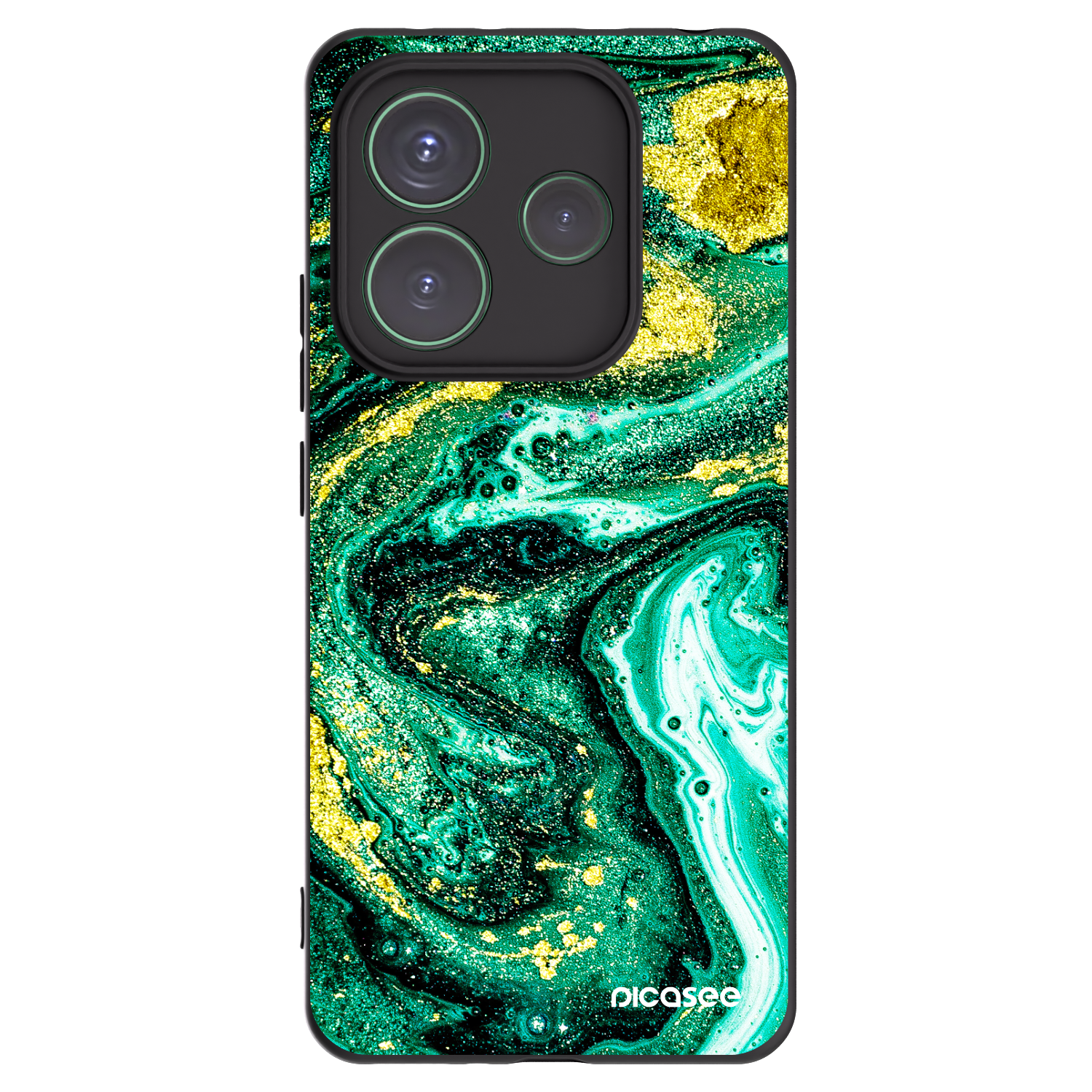Picasee Μαύρη θήκη σιλικόνης για Xiaomi Redmi Note 14 5G - Green Gold