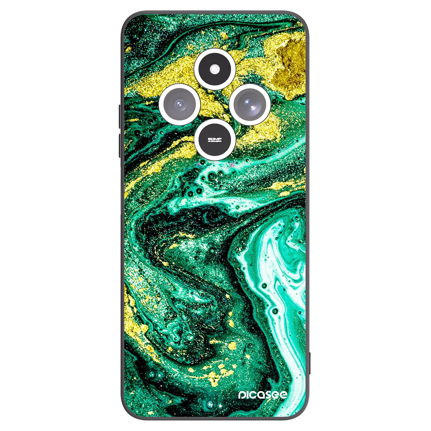 Picasee Μαύρη θήκη σιλικόνης για Xiaomi Redmi 14C - Green Gold