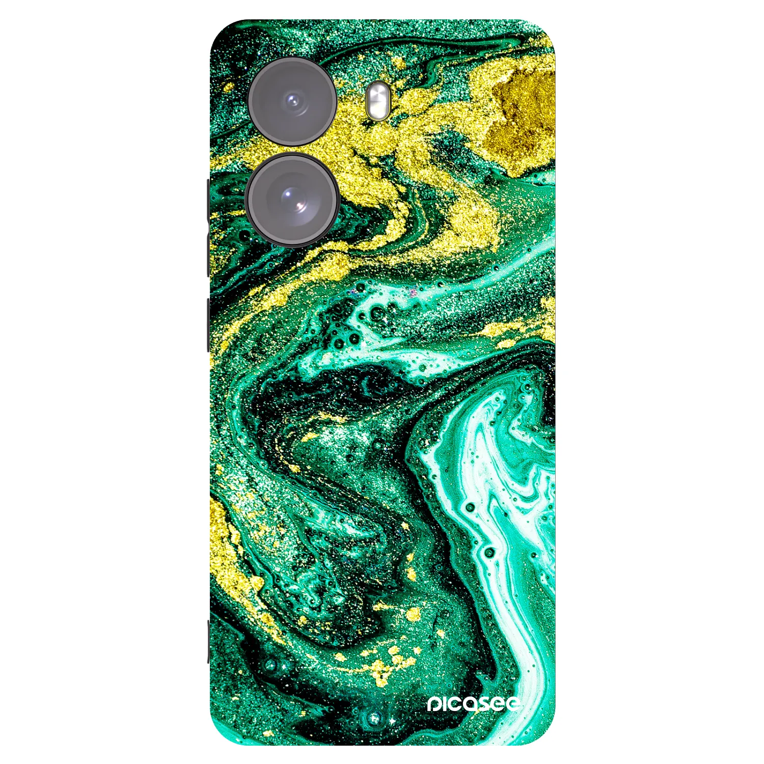 Picasee Μαύρη θήκη σιλικόνης για Xiaomi Poco X7 - Green Gold