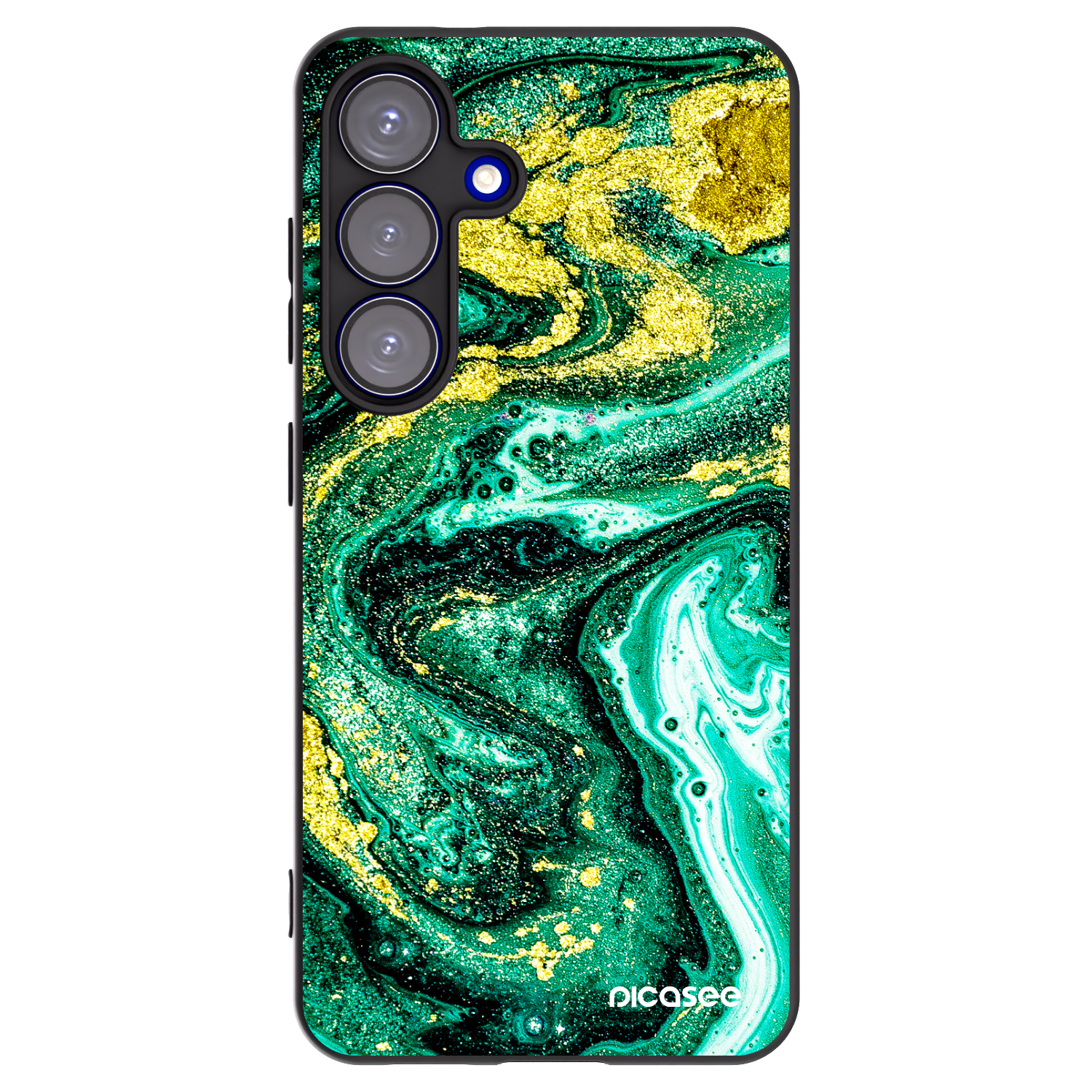 Picasee Μαύρη θήκη σιλικόνης για Samsung Galaxy S25 5G - Green Gold