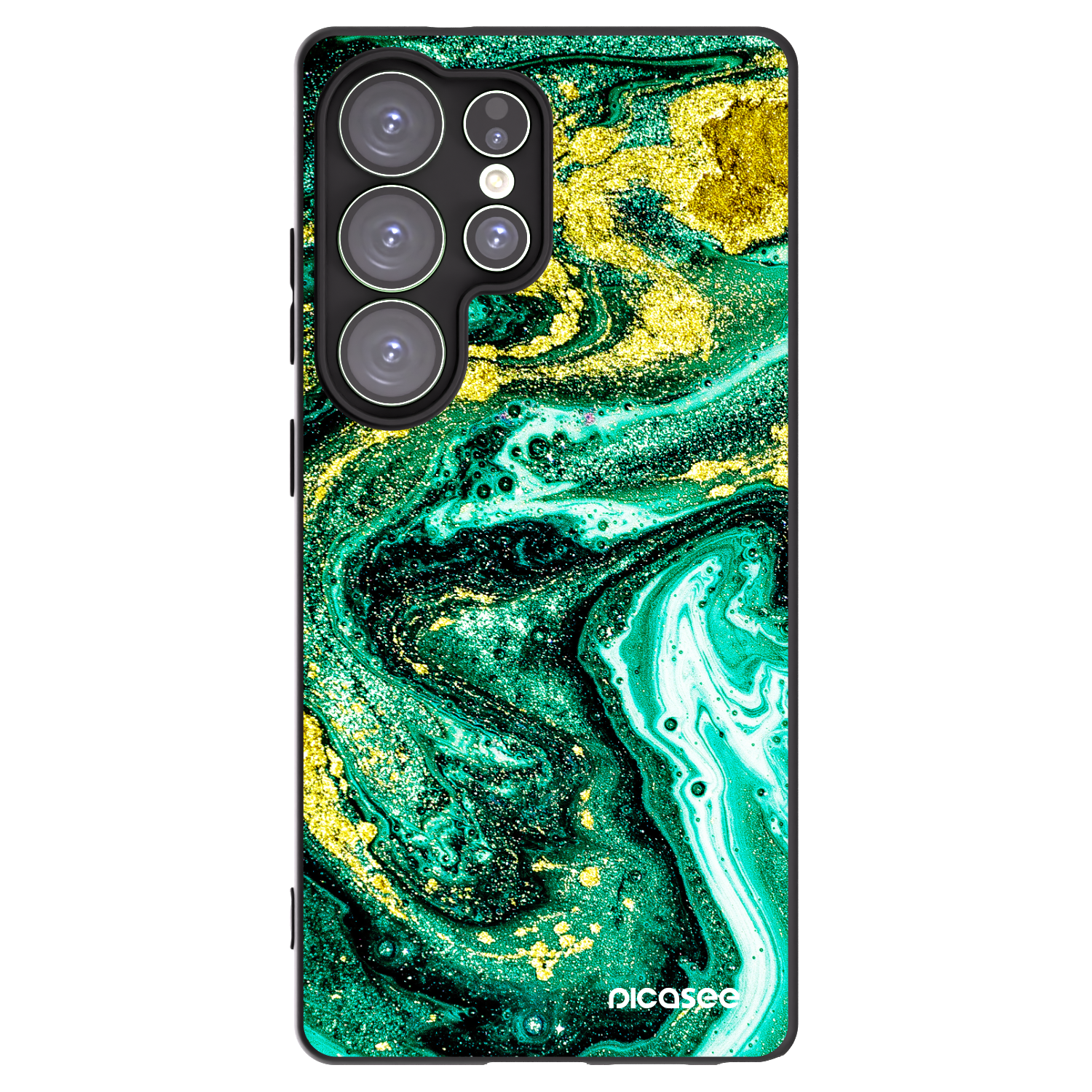 Picasee Μαύρη θήκη σιλικόνης για Samsung Galaxy S25 Ultra 5G - Green Gold