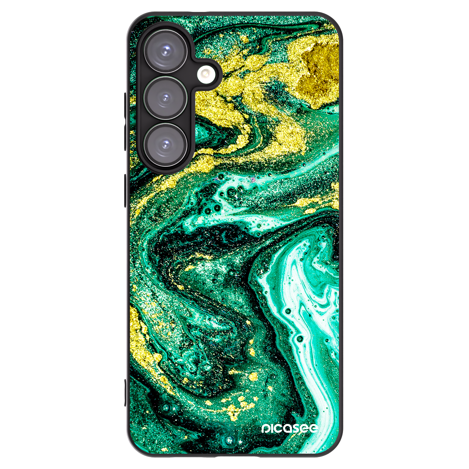 Picasee Μαύρη θήκη σιλικόνης για Samsung Galaxy S25+ 5G - Green Gold
