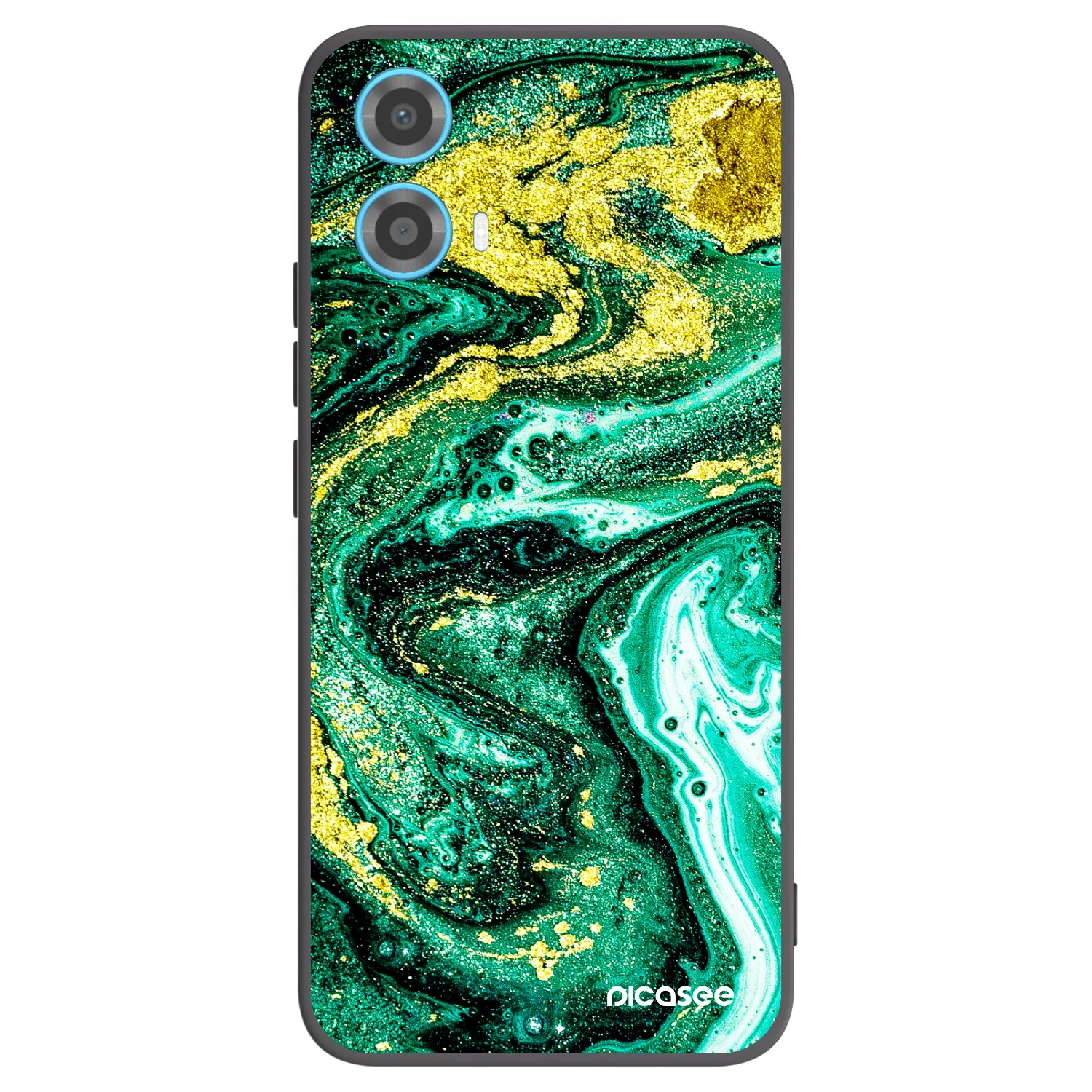 Picasee Μαύρη θήκη σιλικόνης για Motorola Moto G34 5G - Green Gold