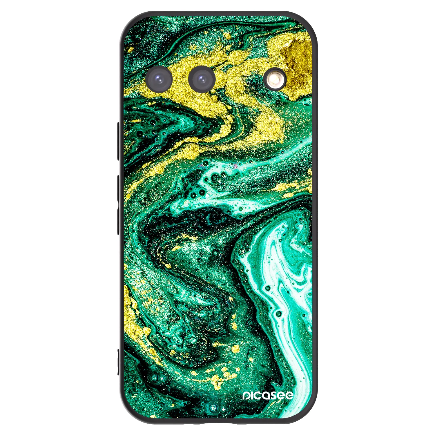 Picasee Μαύρη θήκη σιλικόνης για Google Pixel 9 - Green Gold