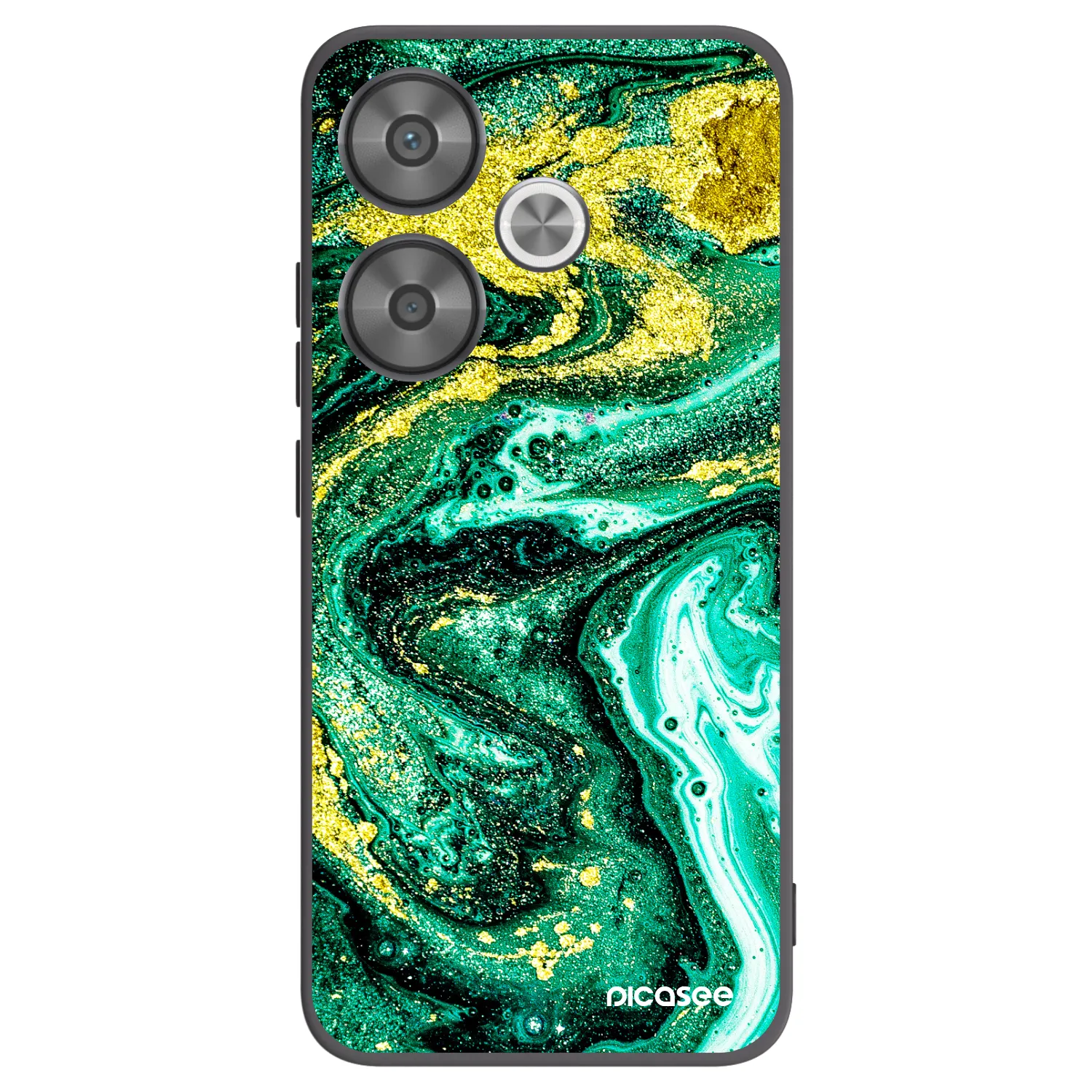 Picasee Μαύρη θήκη σιλικόνης για Xiaomi Poco F6 - Green Gold