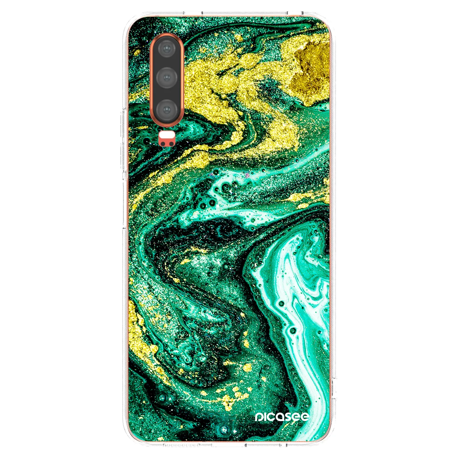 Picasee διαφανής θήκη σιλικόνης Huawei P30 - Green Gold