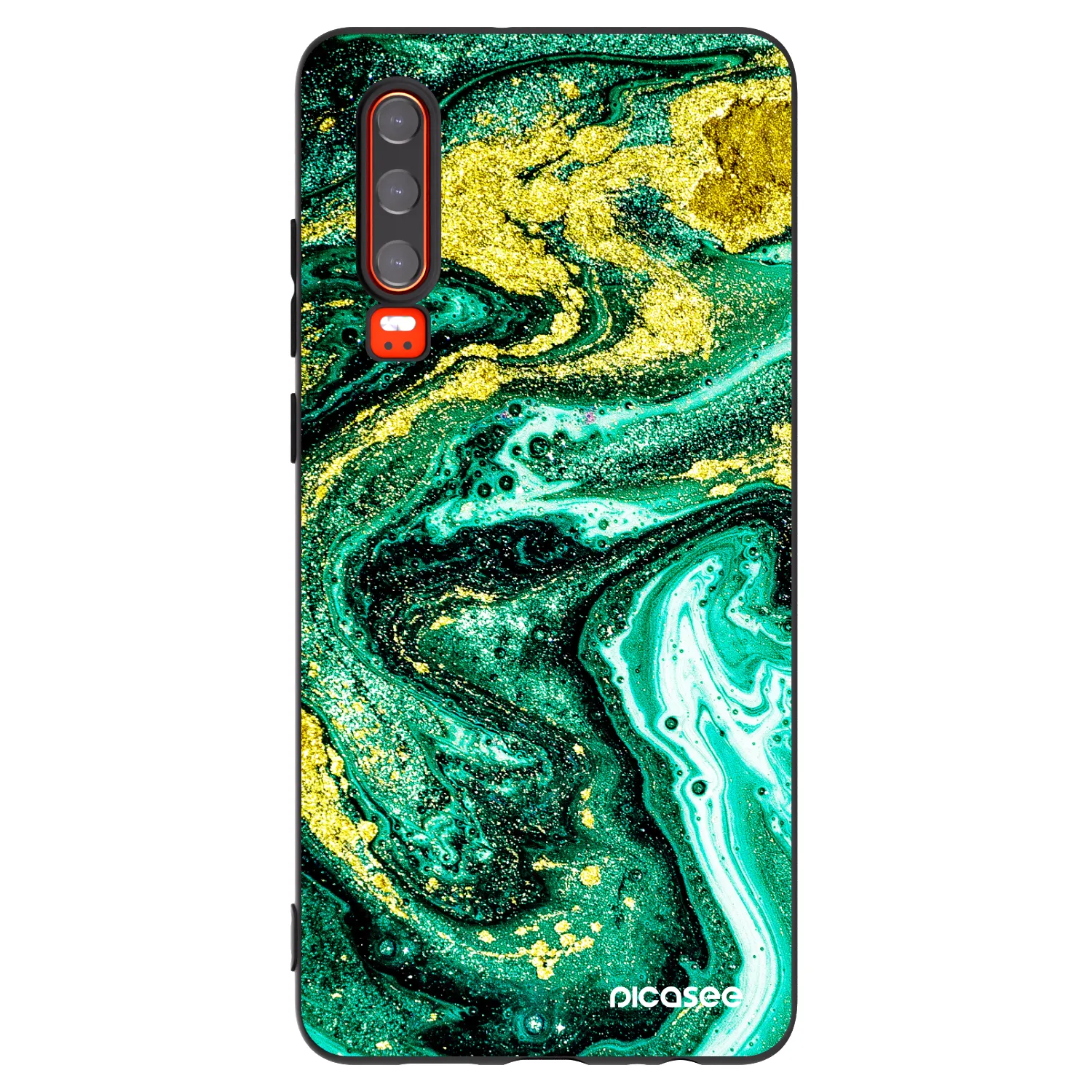 Picasee Μαύρη θήκη σιλικόνης για Huawei P30 - Green Gold