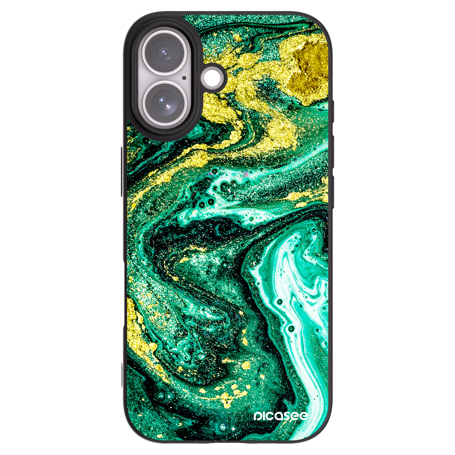 Picasee Μαύρη θήκη σιλικόνης για Apple iPhone 17 - Green Gold