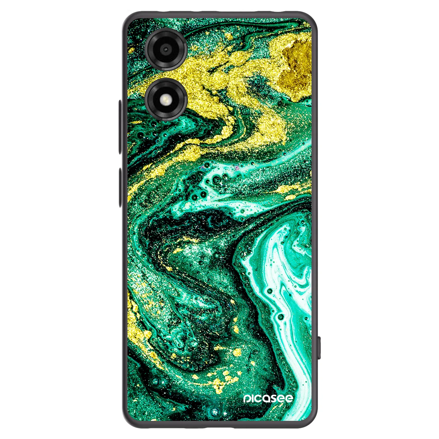 Picasee Μαύρη θήκη σιλικόνης για Motorola Moto E14 - Green Gold