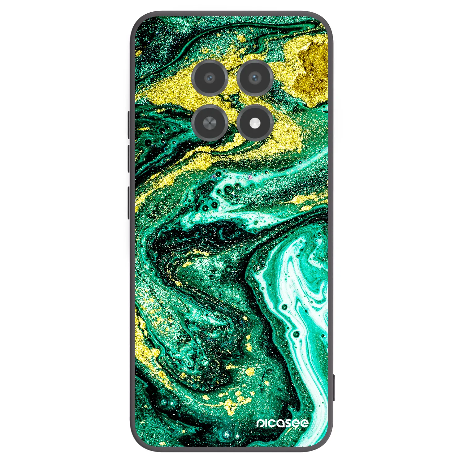 Picasee Μαύρη θήκη σιλικόνης για Realme 12X - Green Gold
