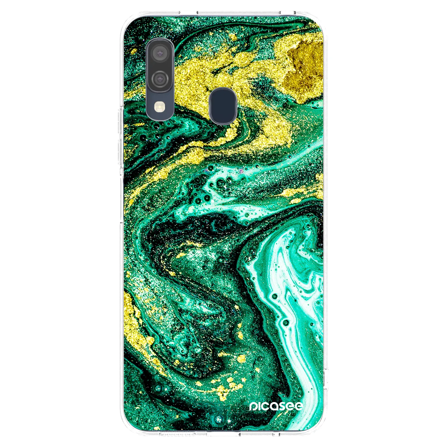 Picasee διαφανής θήκη σιλικόνης Samsung Galaxy A40 A405F - Green Gold