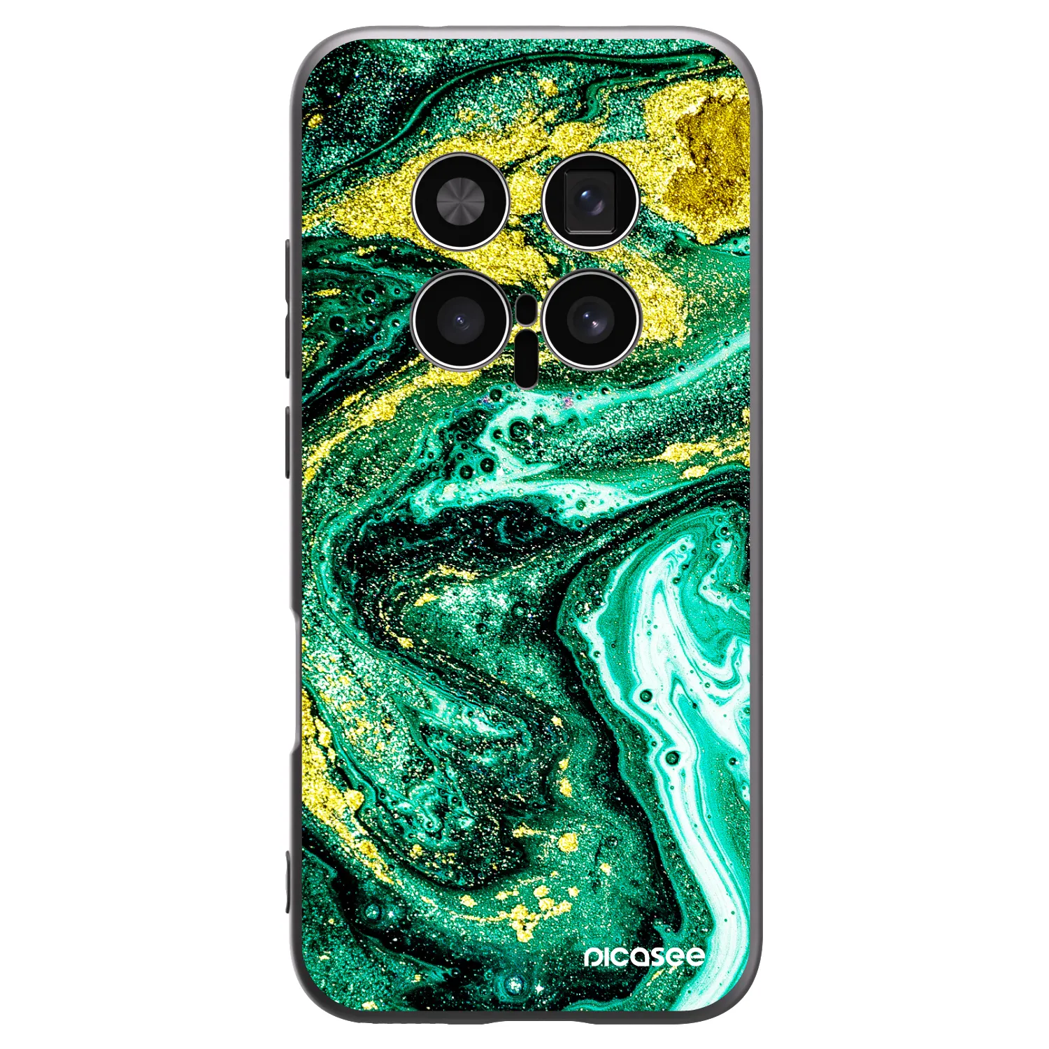 Picasee Μαύρη θήκη σιλικόνης για Honor Magic8 Pro 5G - Green Gold