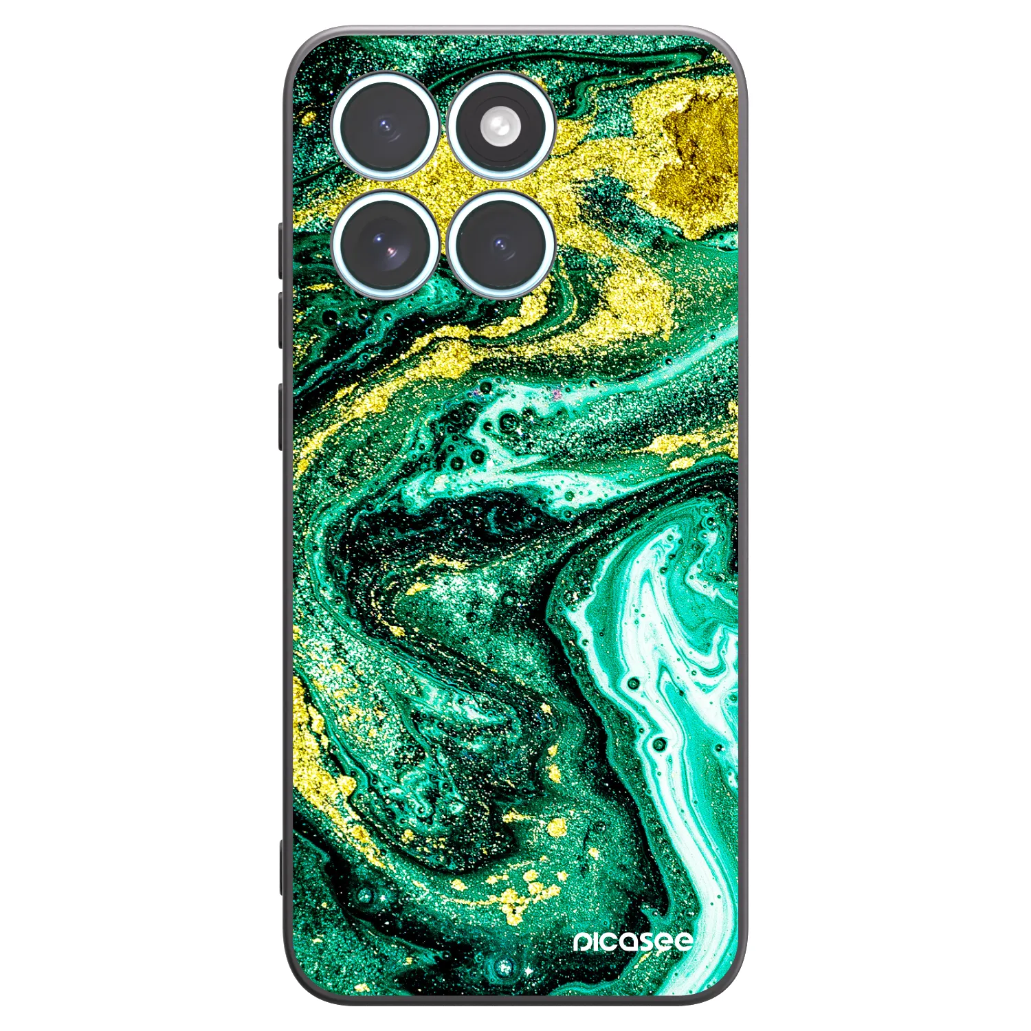 Picasee Μαύρη θήκη σιλικόνης για Motorola Edge 70 Fusion - Green Gold