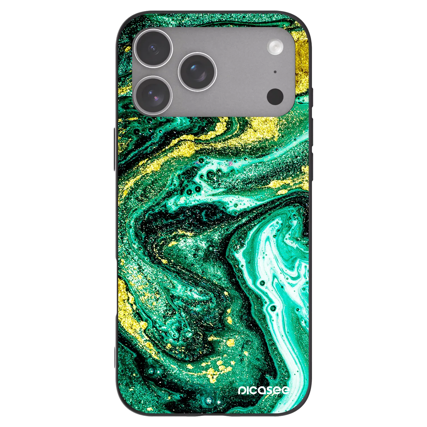 Picasee Μαύρη θήκη σιλικόνης για Apple iPhone 18 Pro Max - Green Gold