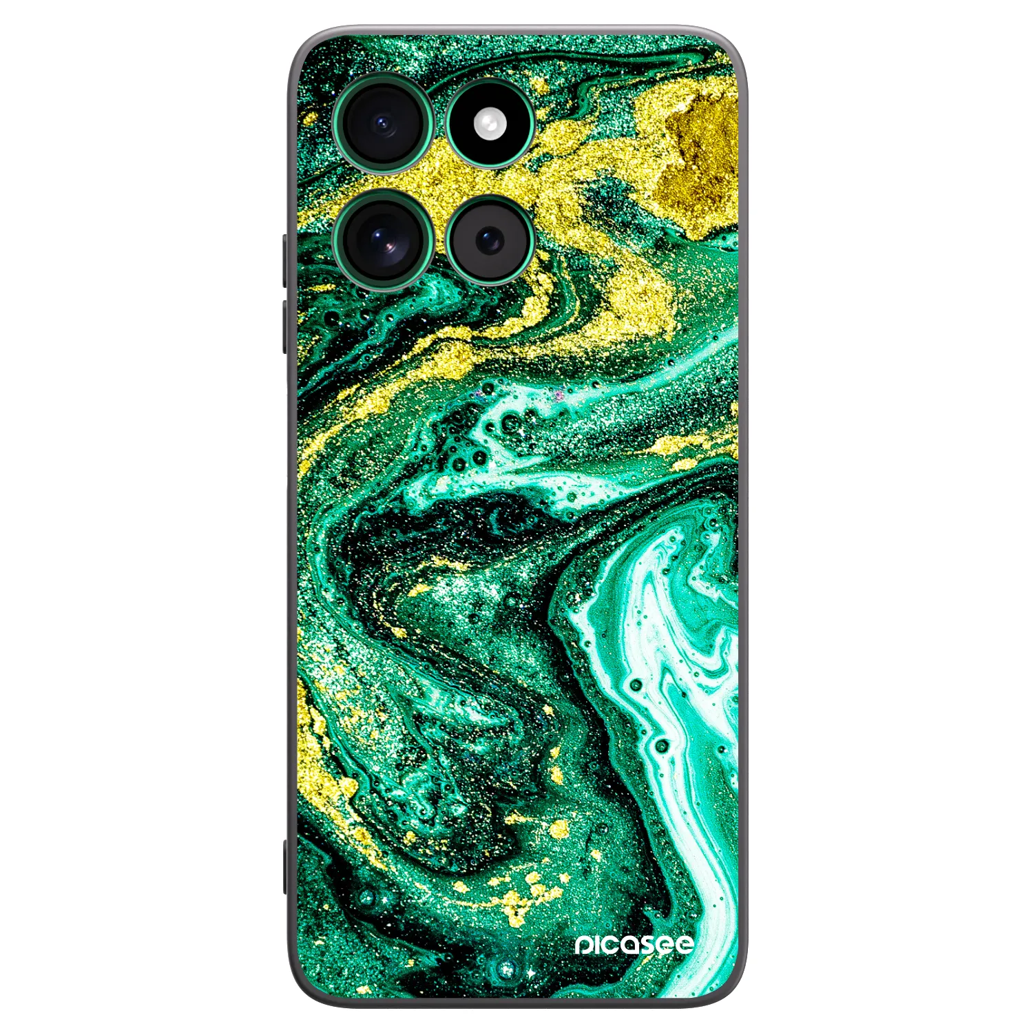 Picasee Μαύρη θήκη σιλικόνης για Motorola Moto G57 Power - Green Gold