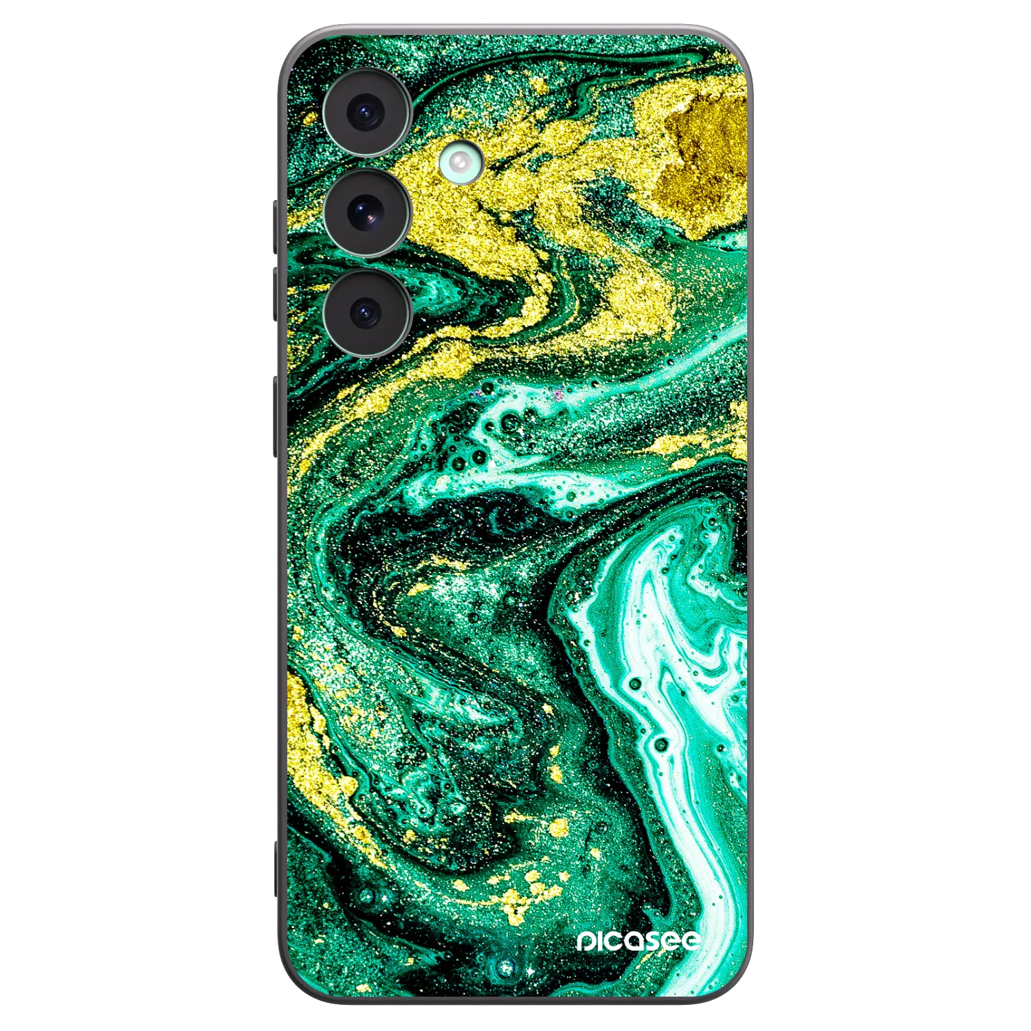 Picasee Μαύρη θήκη σιλικόνης για Samsung Galaxy S26 FE - Green Gold