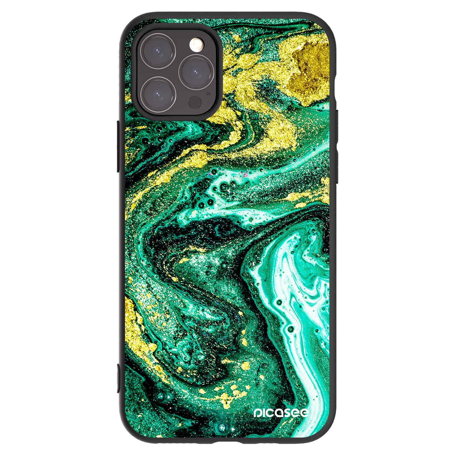 Picasee Μαύρη θήκη σιλικόνης για Apple iPhone 11 Pro - Green Gold