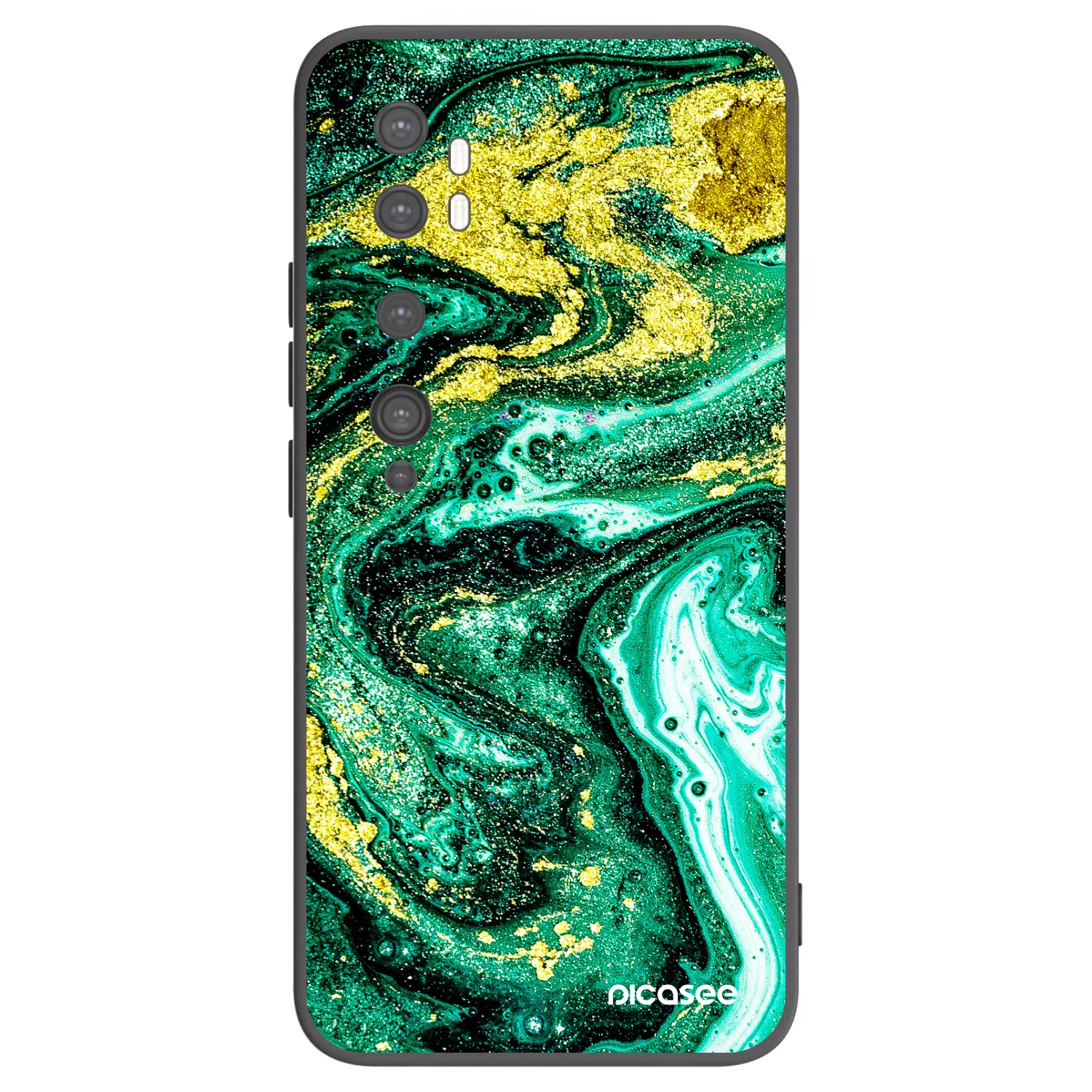 Picasee Μαύρη θήκη σιλικόνης για Xiaomi Mi Note 10 (Pro) - Green Gold