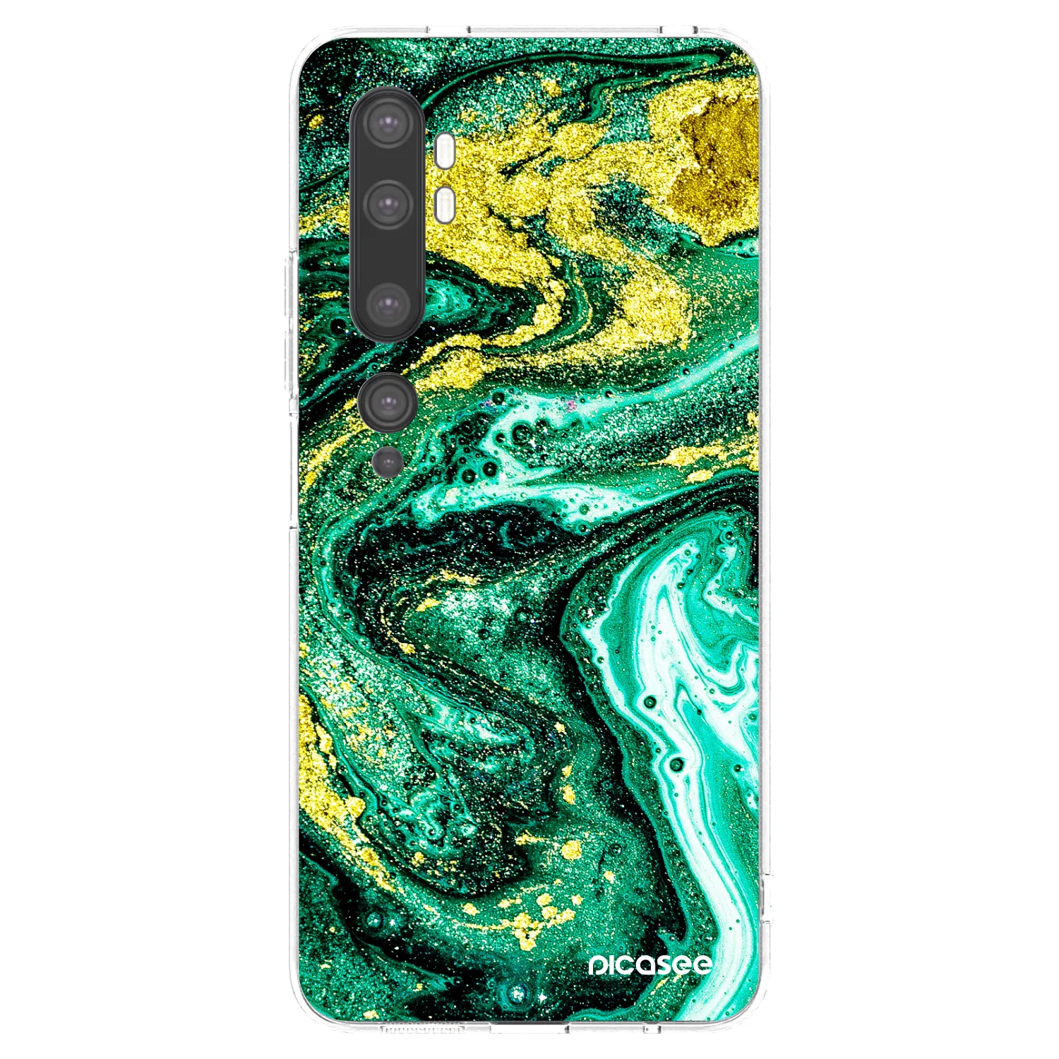 Picasee διαφανής θήκη σιλικόνης Xiaomi Mi Note 10 (Pro) - Green Gold