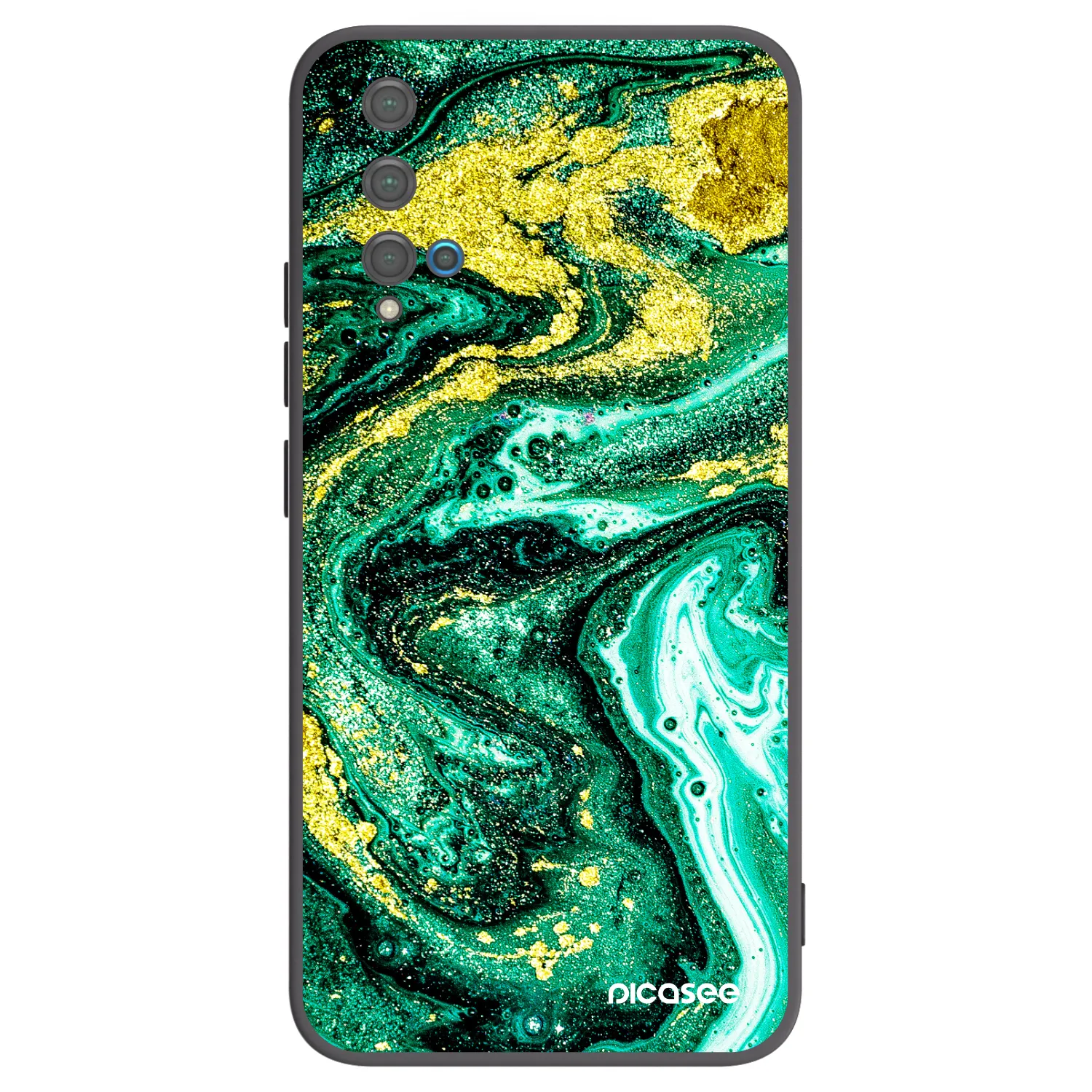 Picasee Μαύρη θήκη σιλικόνης για Huawei Nova 5T - Green Gold