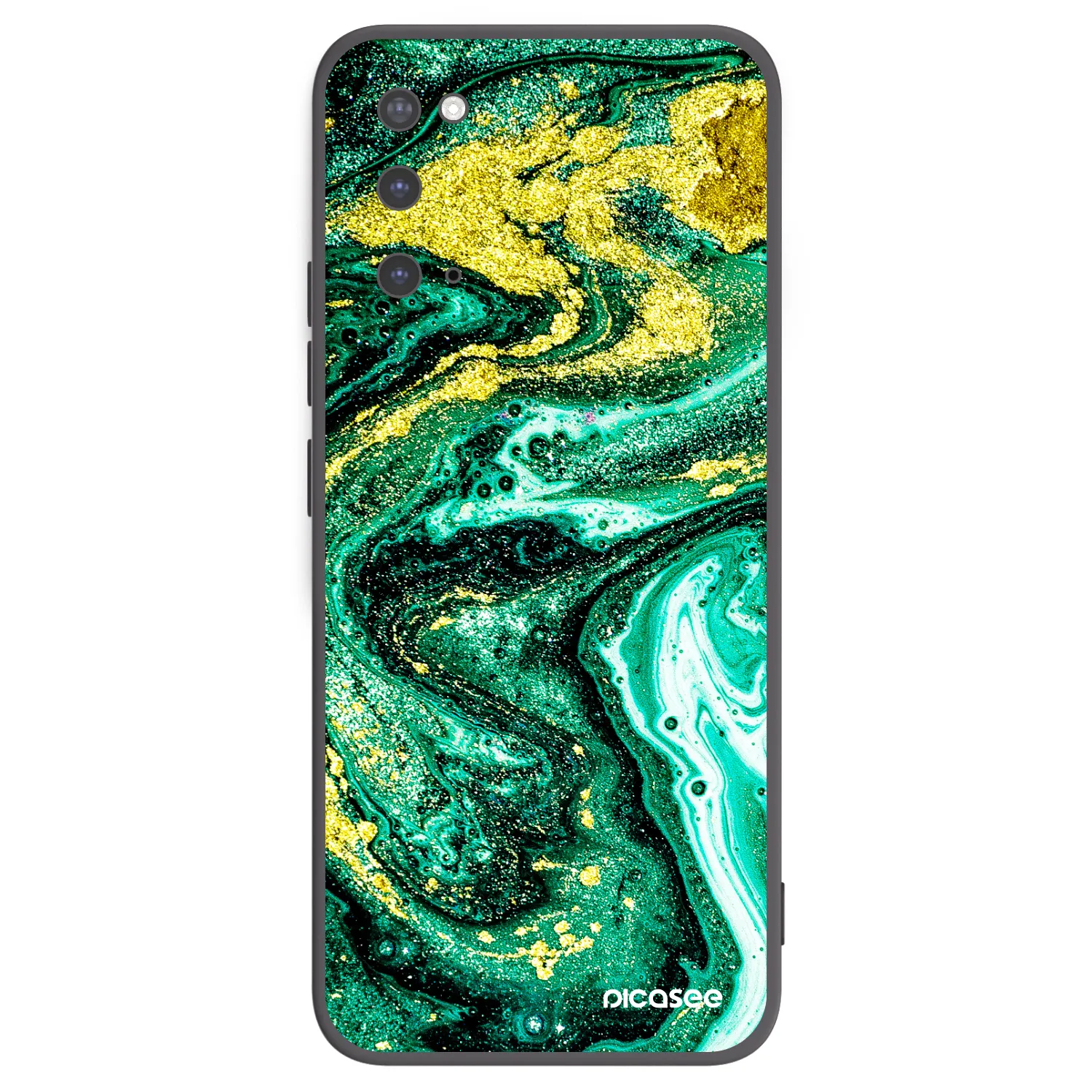 Picasee Μαύρη θήκη σιλικόνης για Samsung Galaxy S20 G980F - Green Gold