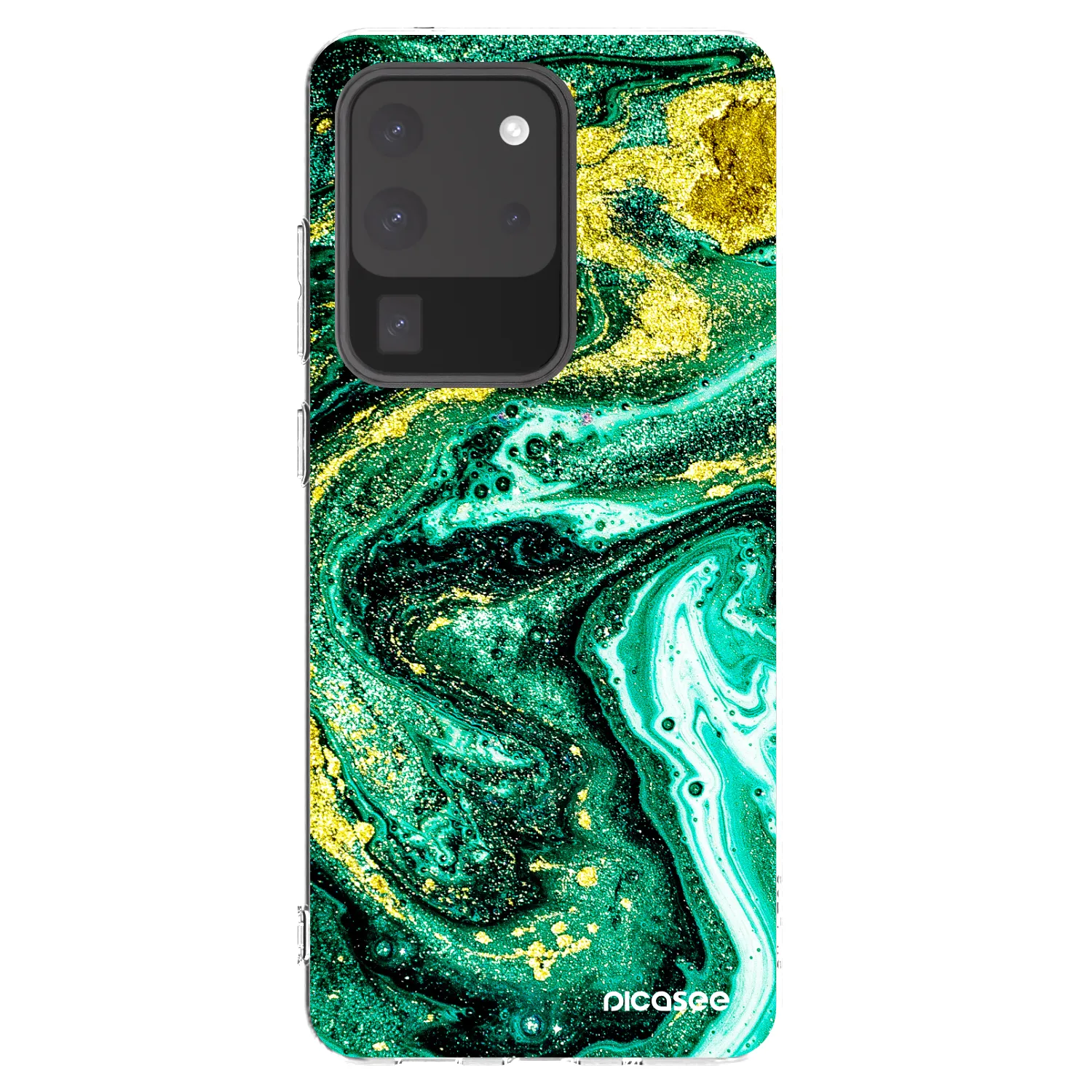 Picasee διαφανής θήκη σιλικόνης Samsung Galaxy S20 Ultra 5G G988F - Green Gold
