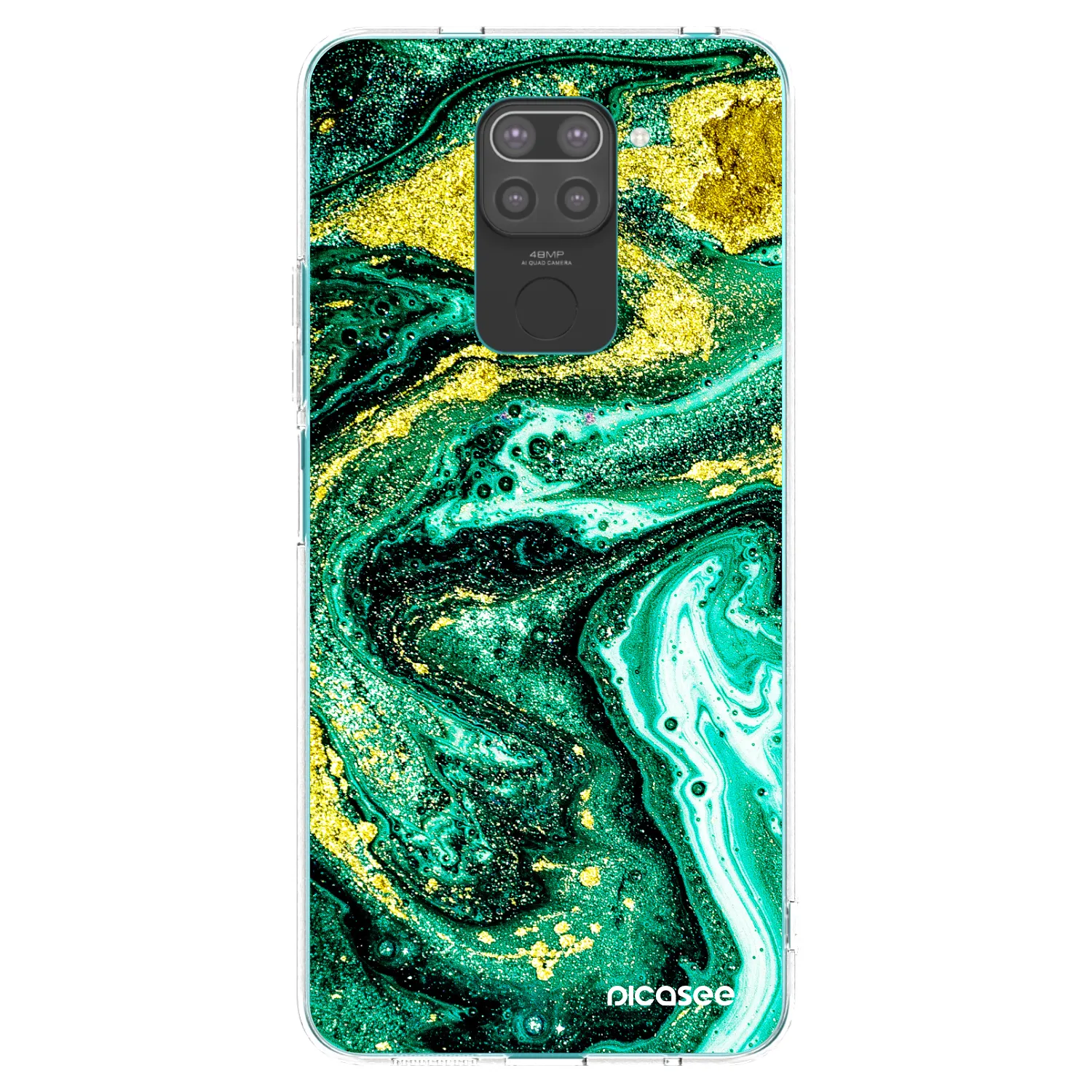 Picasee Μαύρη θήκη σιλικόνης για Xiaomi Redmi Note 9 - Green Gold